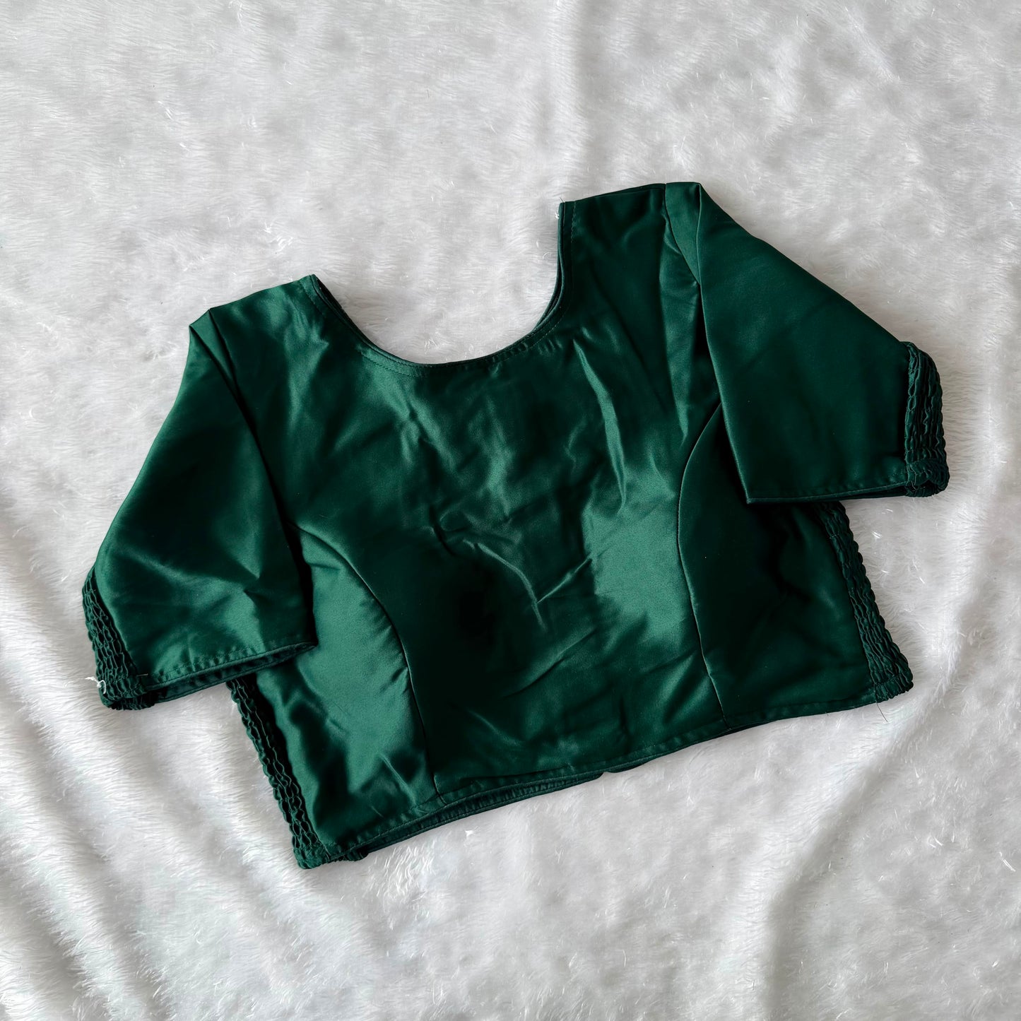 Soft silk fabric with elastic attach for better fitting ready made blouse