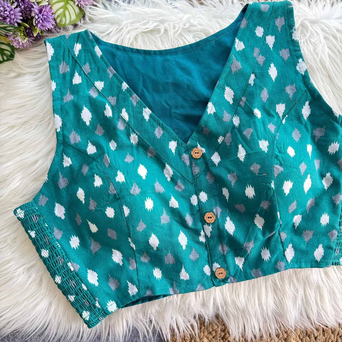 Presenting flexi fit Pure Ajrakh Bandhani Print Cotton ready made blouse