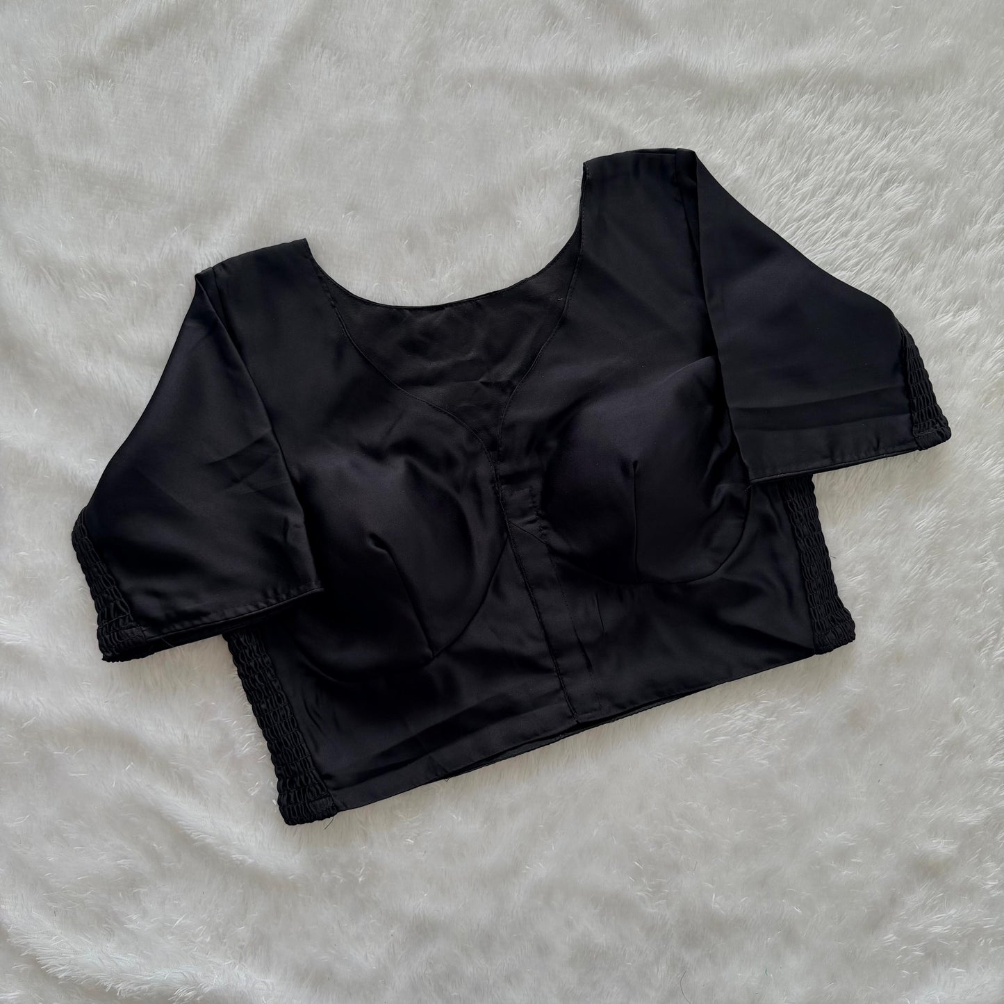 Soft silk fabric with elastic attach for better fitting  ready made blouse