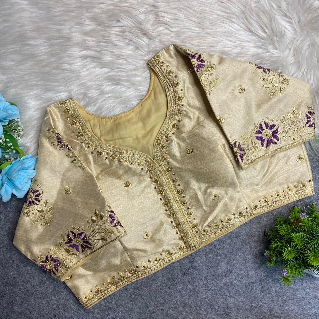 Heavy Embroidery Work ready made blouse