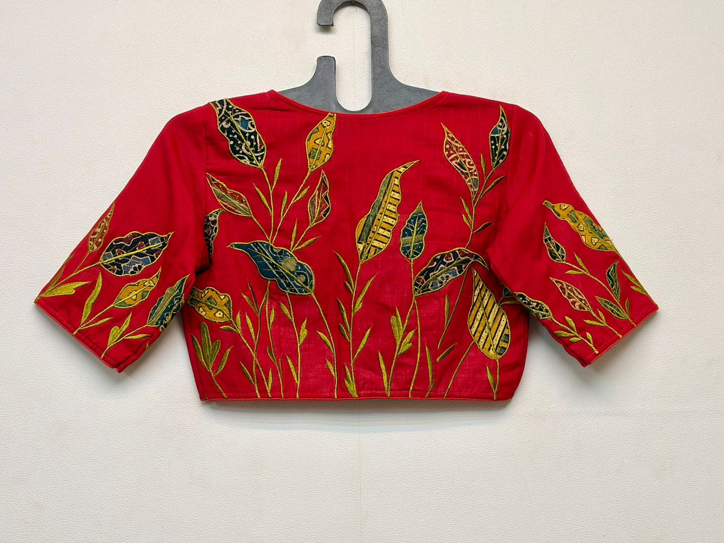 Cotton hand embroidered patch work designer blouse