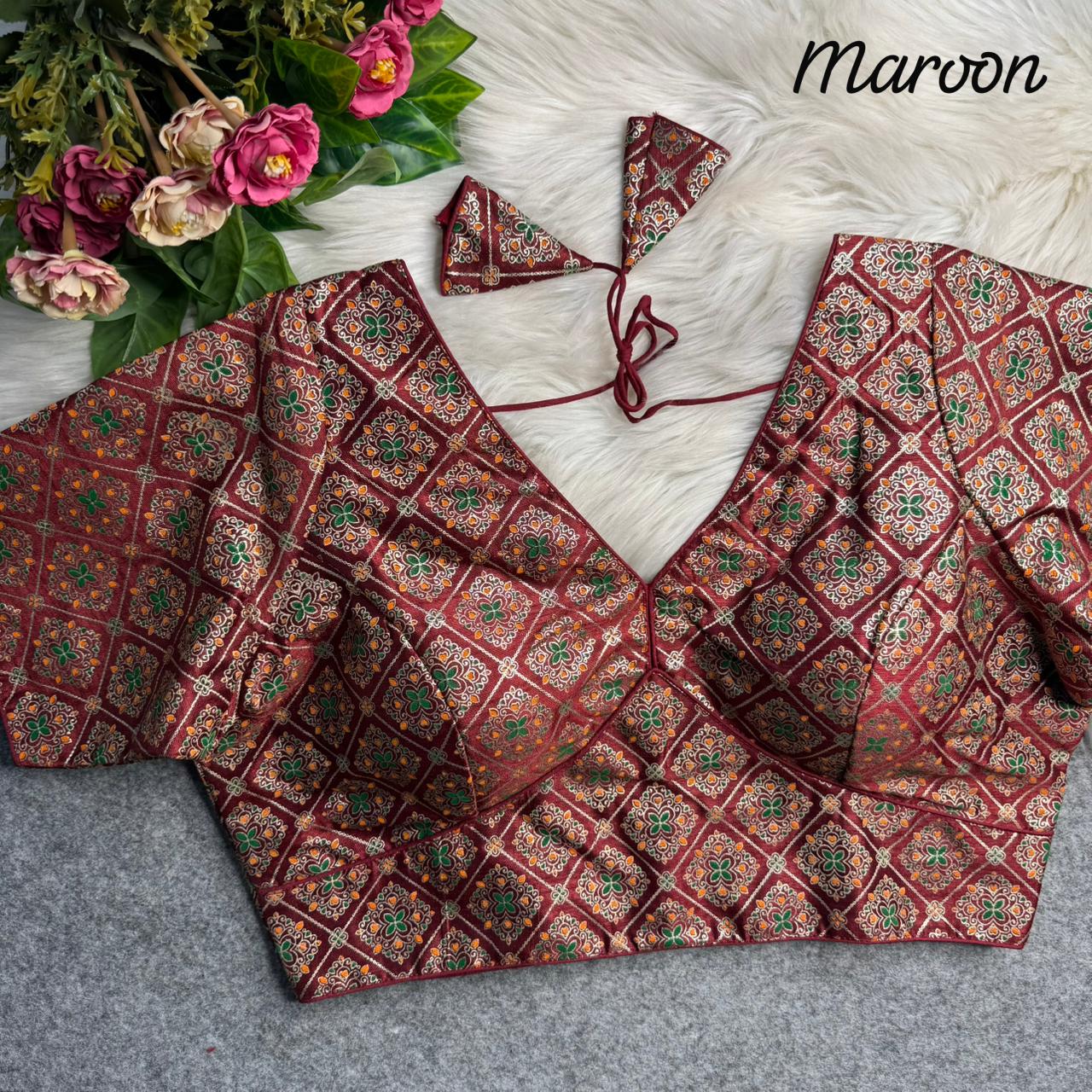 Patoda print v neck ready made blouse