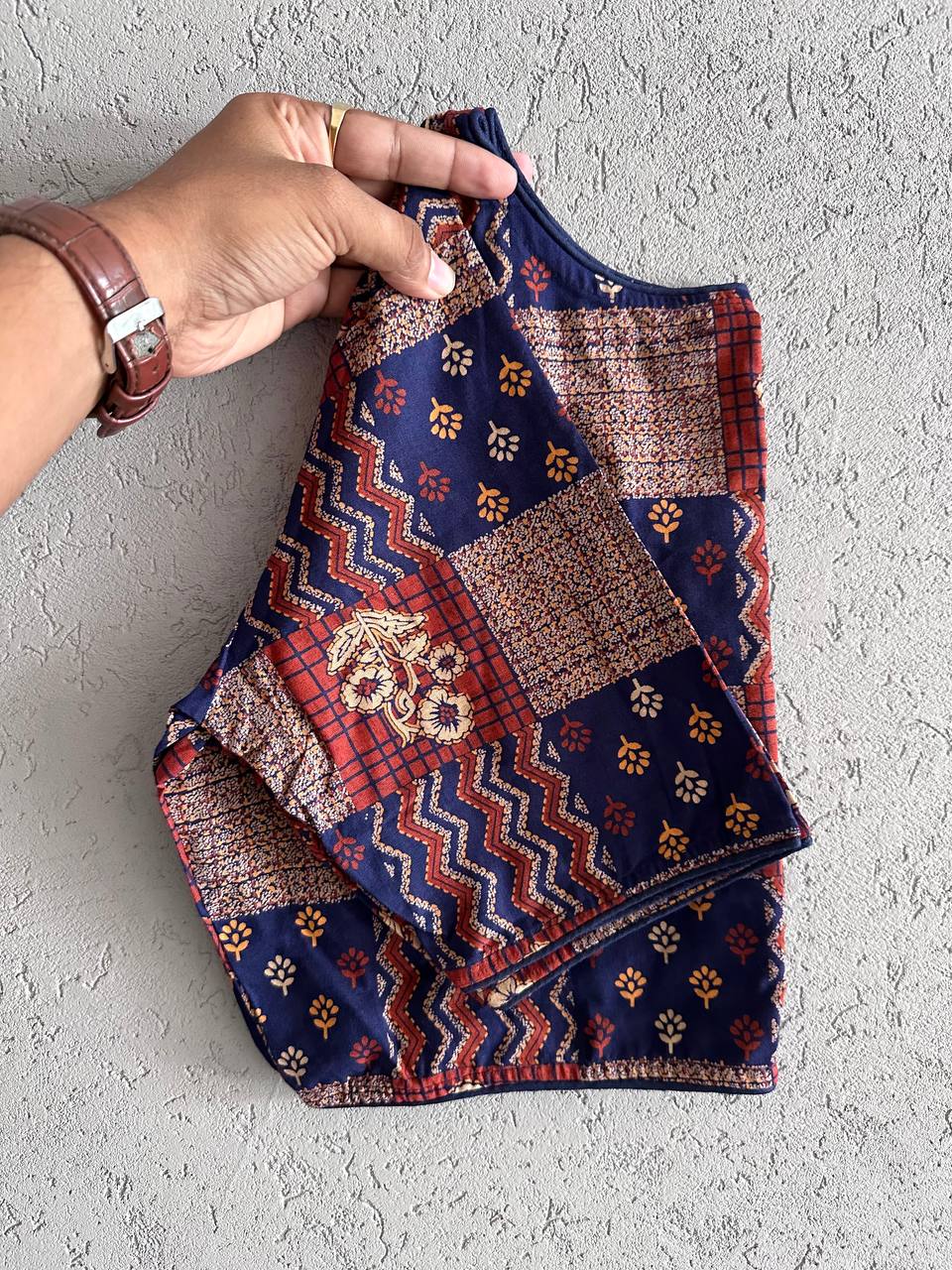 Pure Ajrakh Cotton ready made blouse