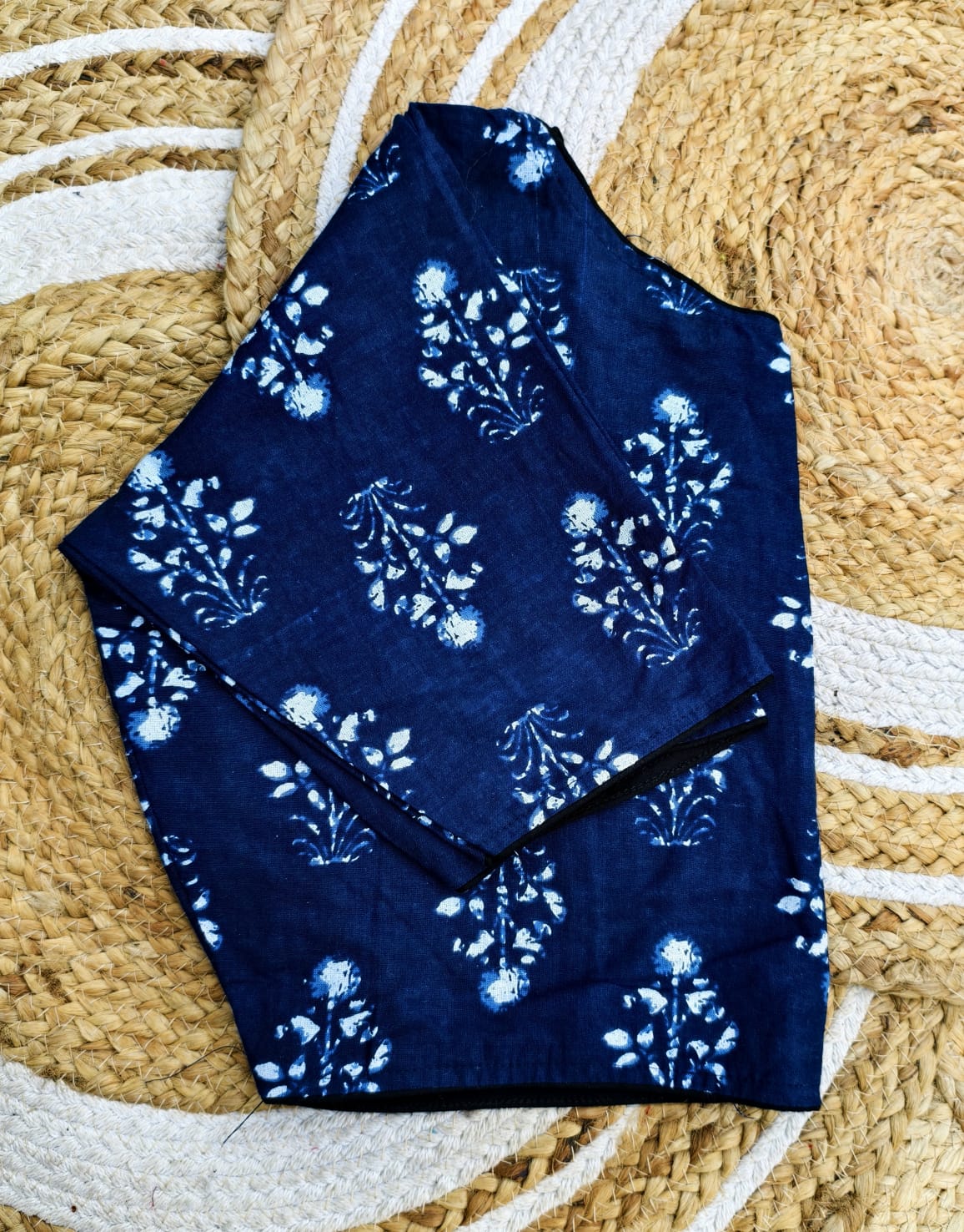 Ajrakh cotton Boatneck ready made blouse