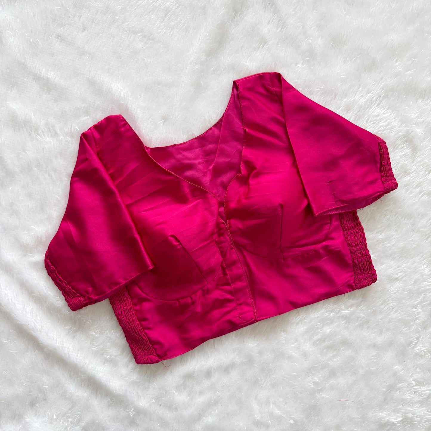 Soft silk fabric with elastic attach for better fitting  ready made blouse