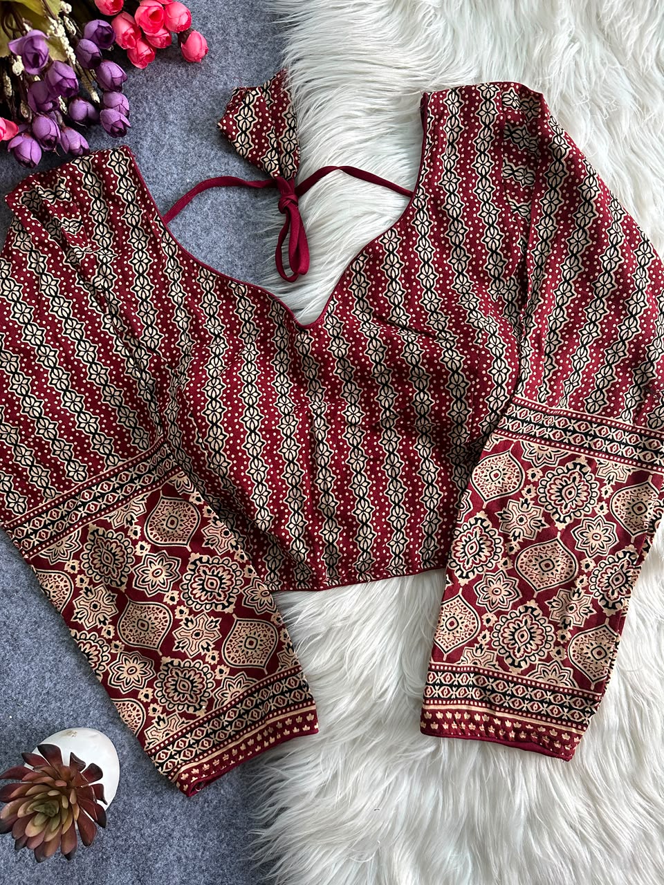 Ajrakh Cotton ready made blouse