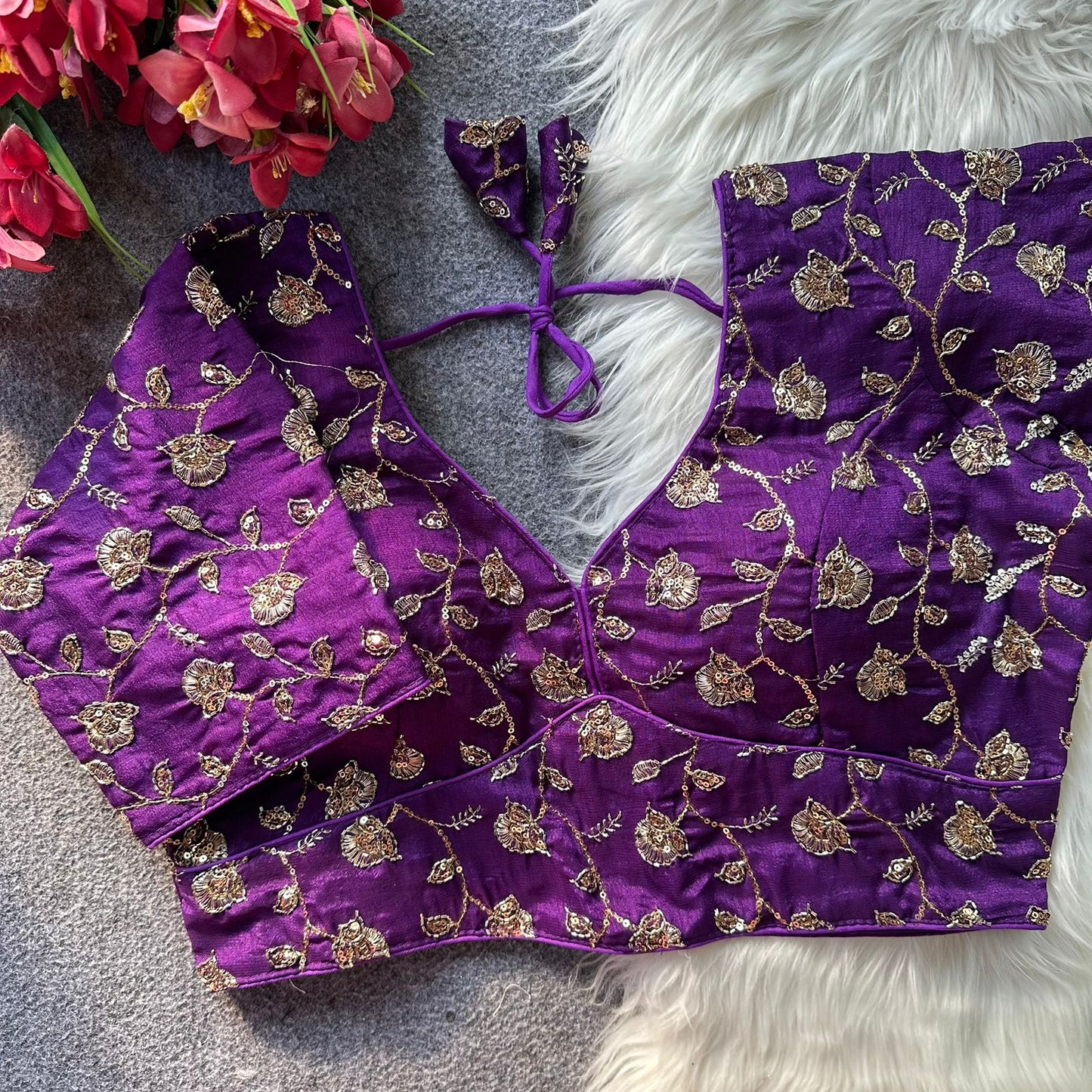 Pure soft vichitra silk ready made blouse