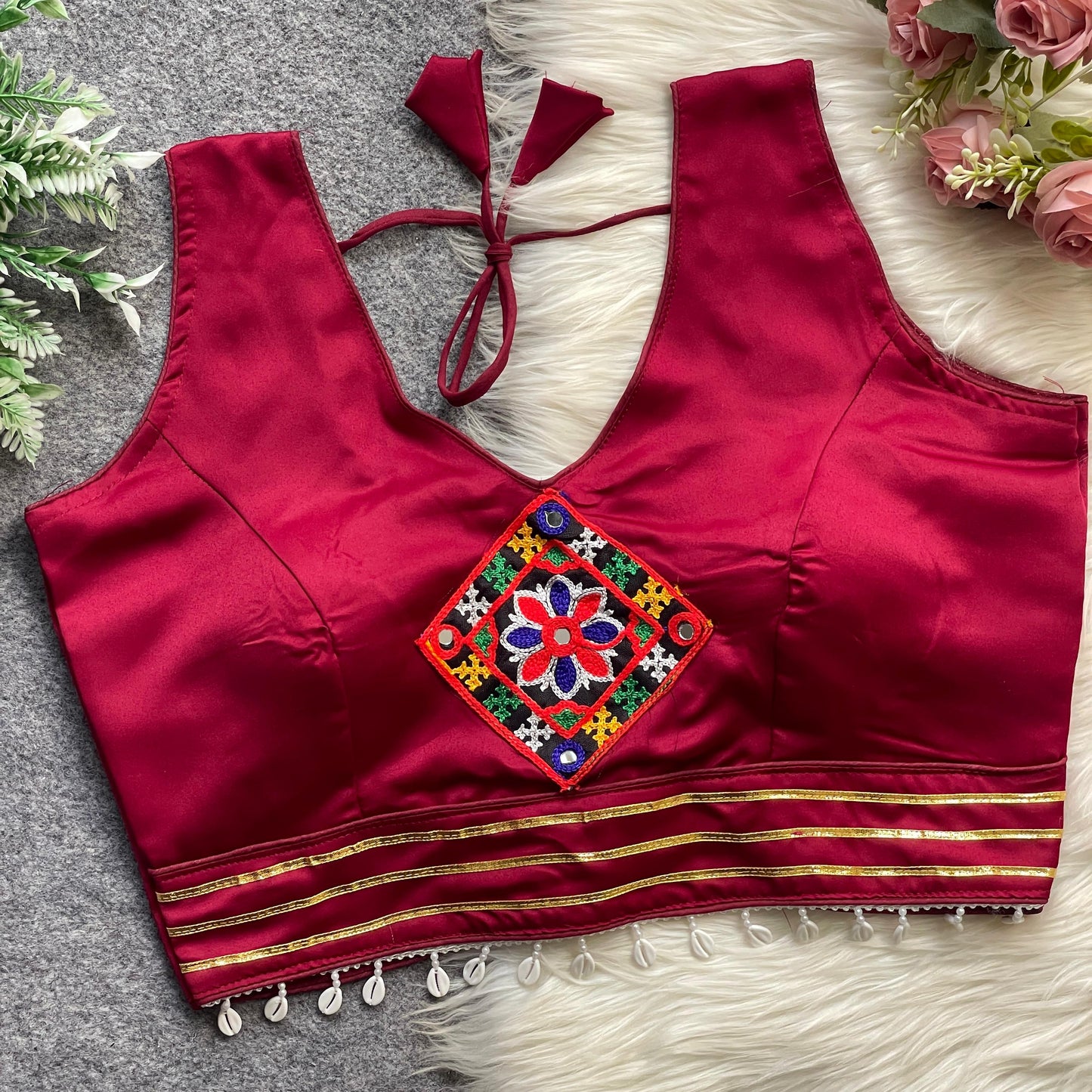 Presenting Beautiful Malai Satin Fabric ready made blouse