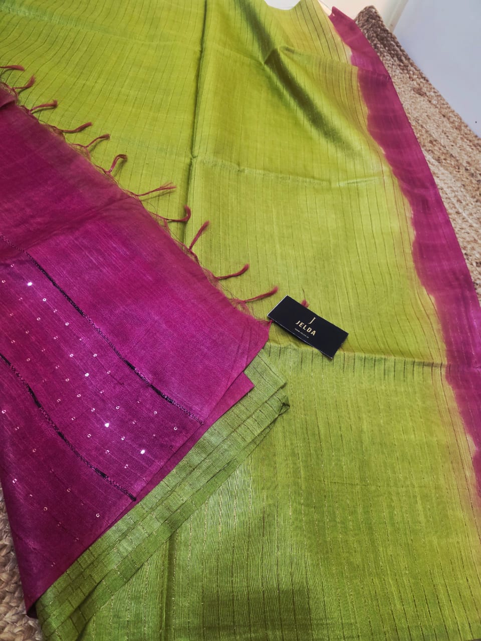Kota soft strips Border less saree With contrast blouse