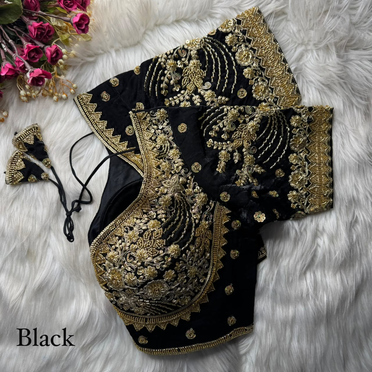 Heavy Beads + Sequins & Codding Work ready made blouse
