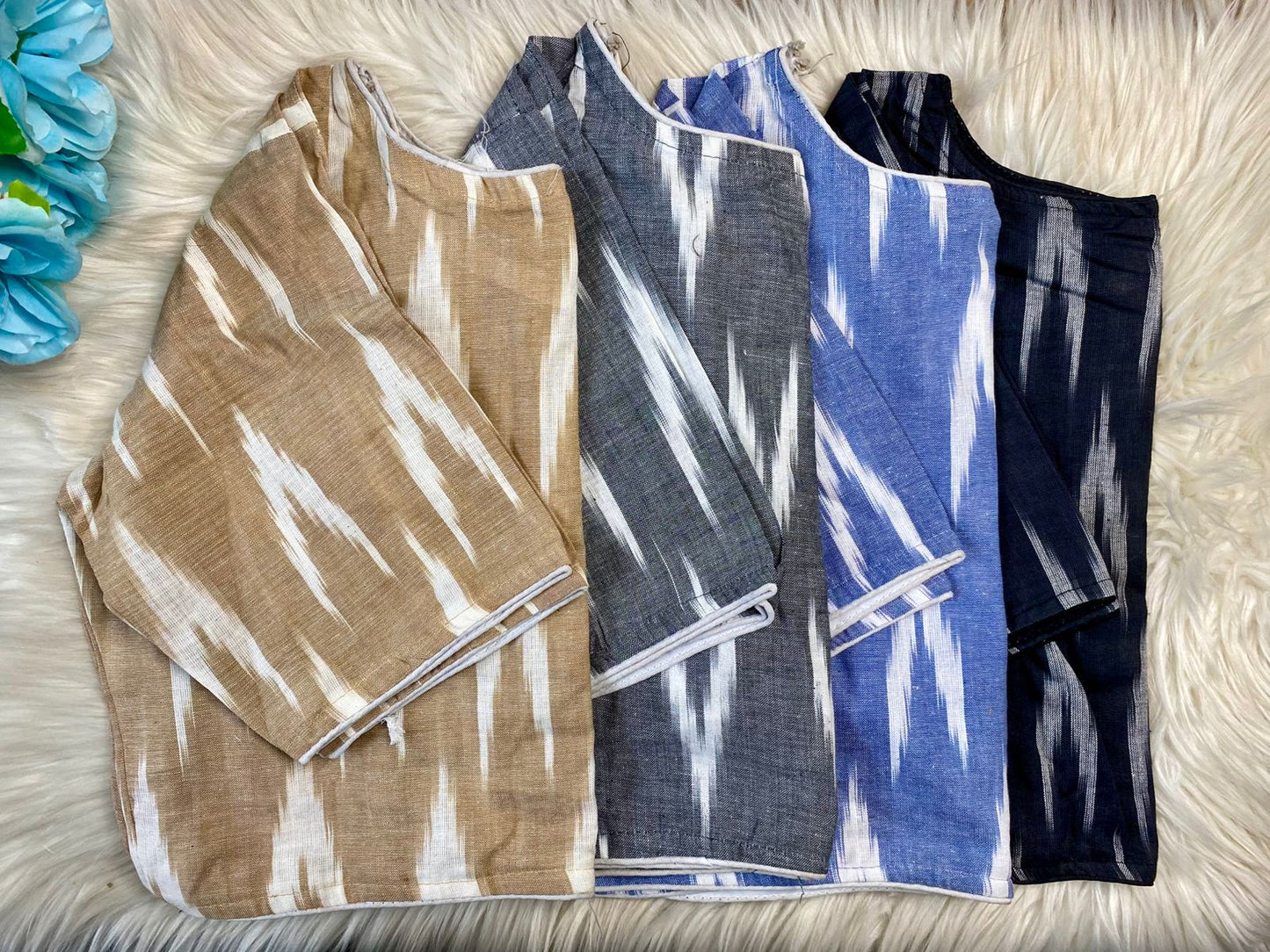 Pure ajrakh cotton ready made blouse
