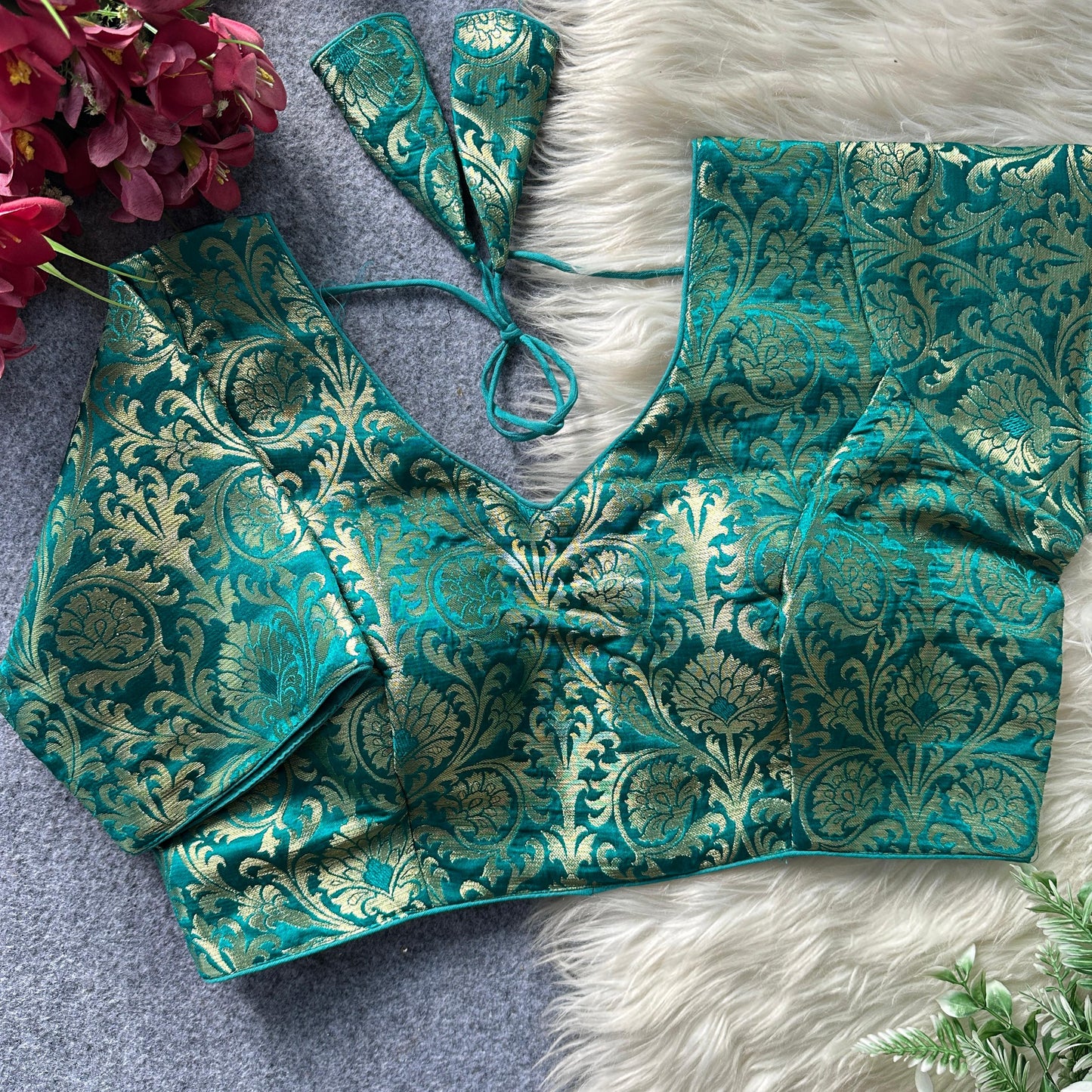 Jacquard silk ready made blouse