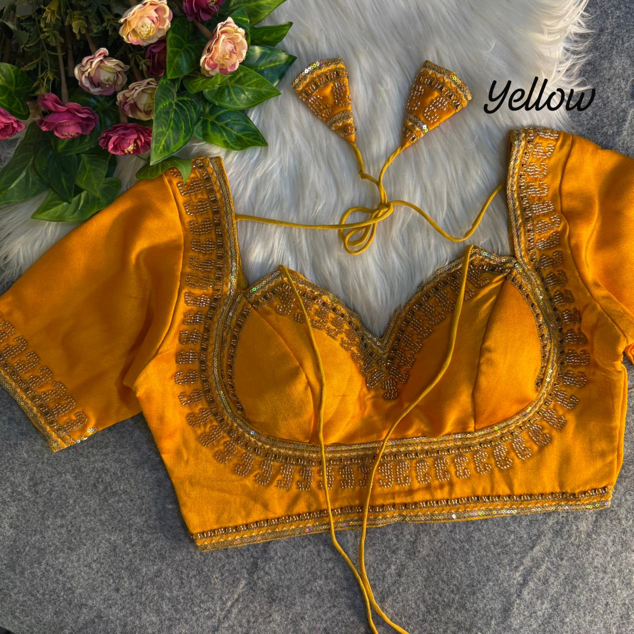 Beautiful heavy beads work ready made blouse