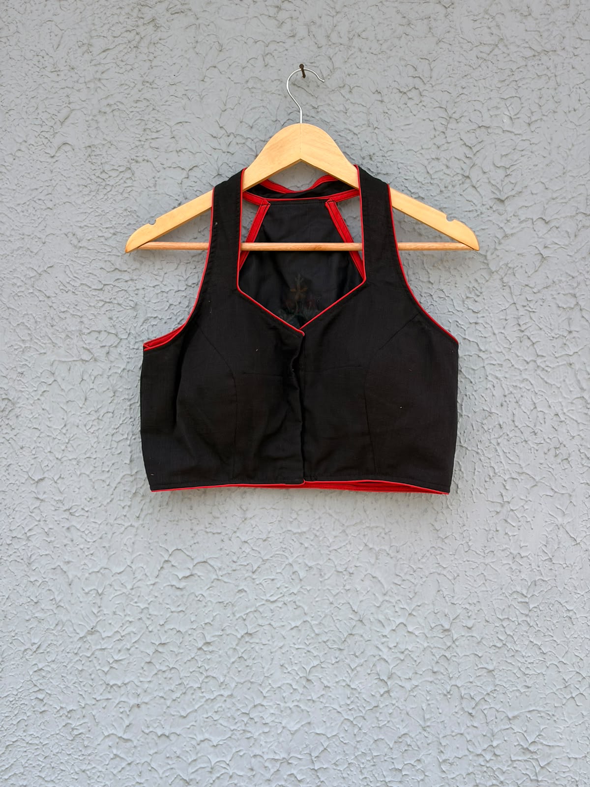 Black cotton embroidered Halterneck designer blouse