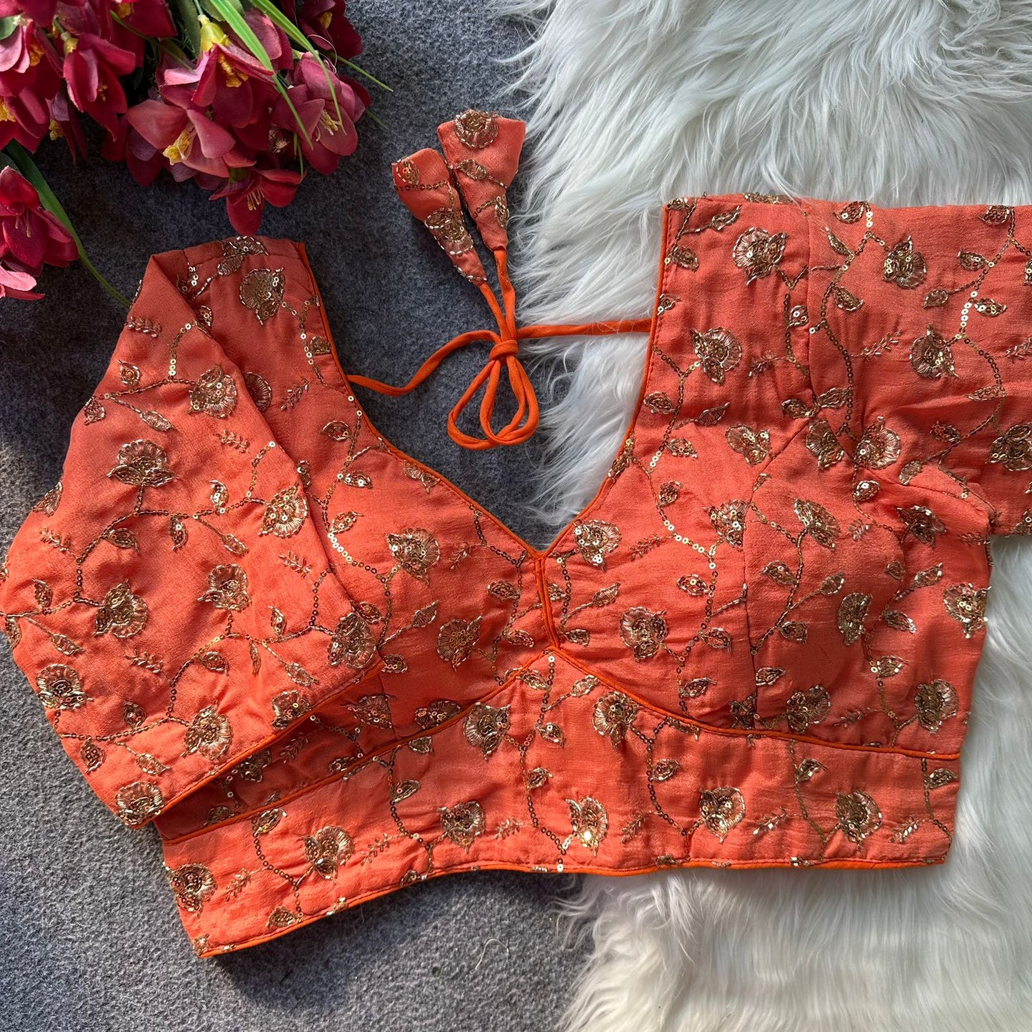 Pure soft vichitra silk ready made blouse
