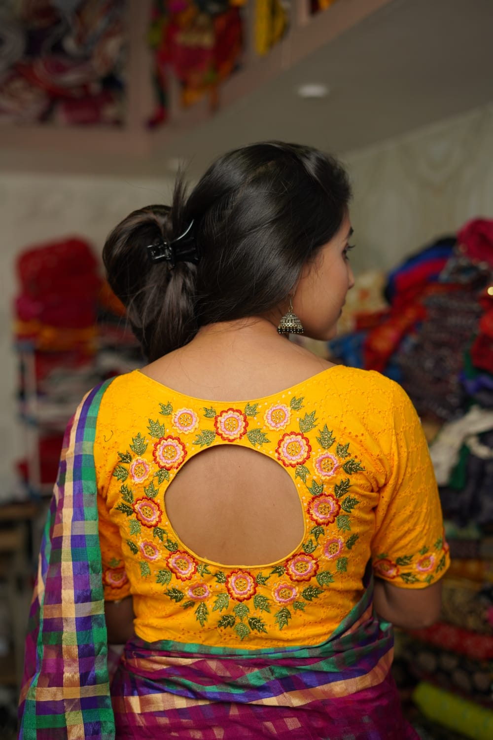 Hakoba embroidery work ready made blouse