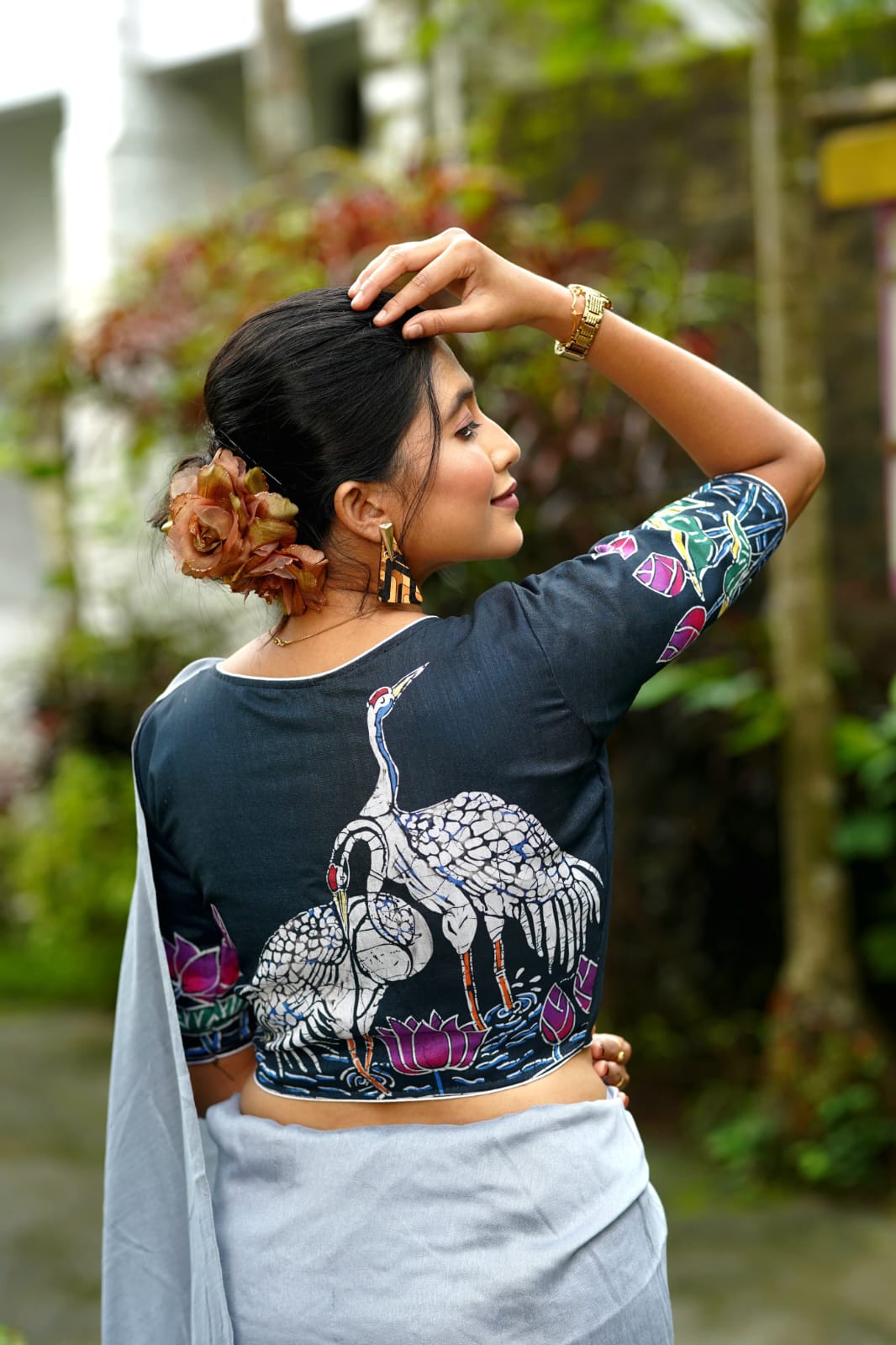 Pure silk batik boatneck ready made blouse