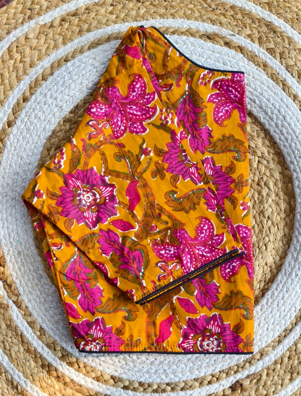 Ajrakh cotton Boatneck ready made blouse