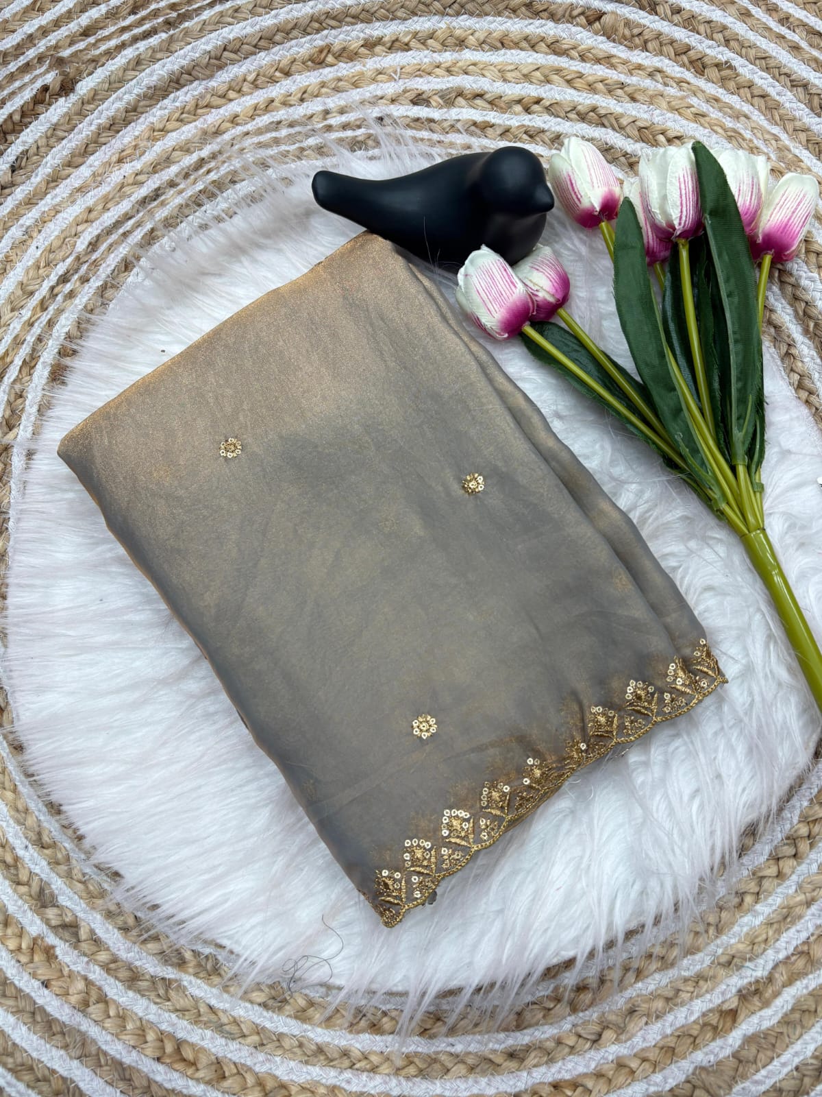 Fandy satin space silk saree