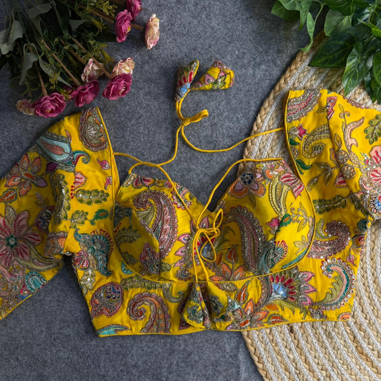 Heavy Pure Crepe ready made blouse