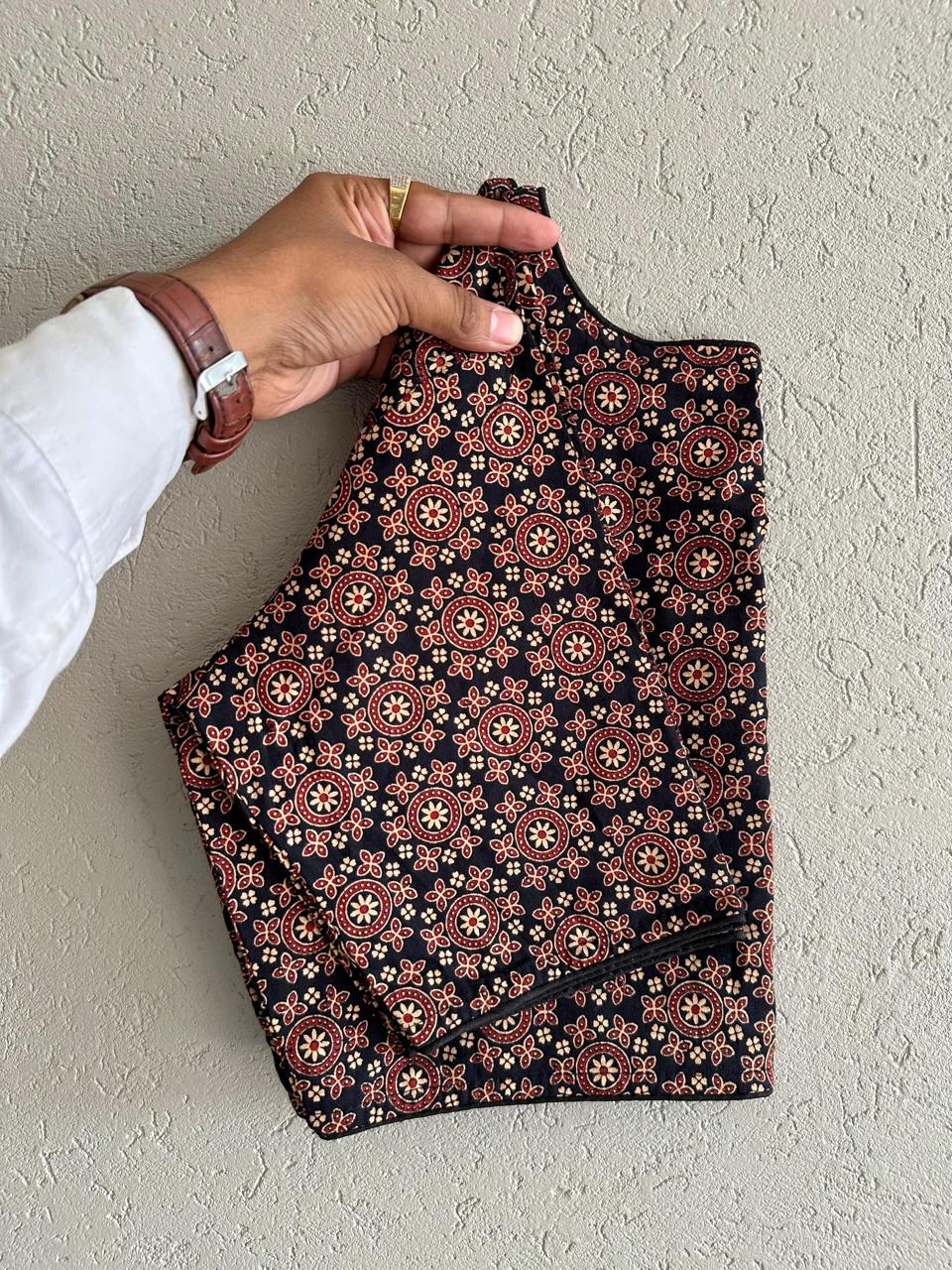 Pure Ajrakh Cotton ready made blouse