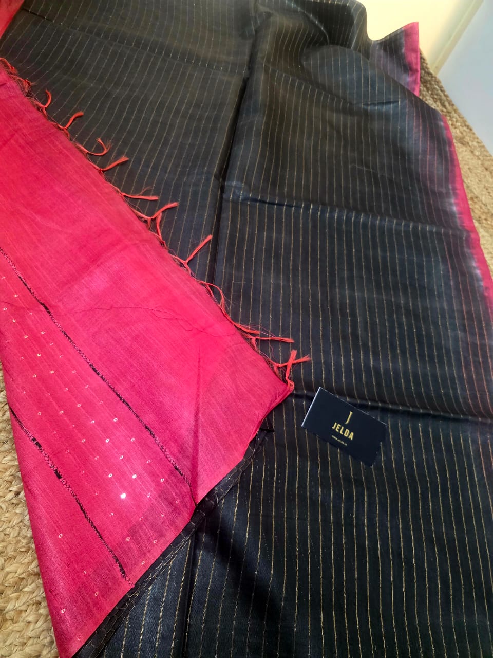 Kota soft strips Border less saree With contrast blouse