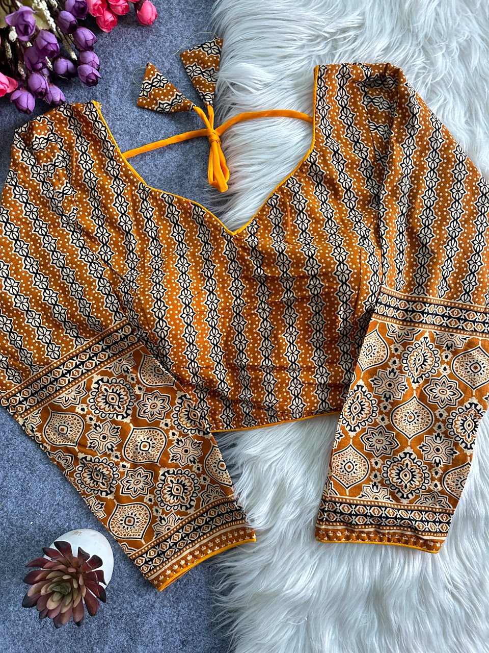 Ajrakh Cotton ready made blouse