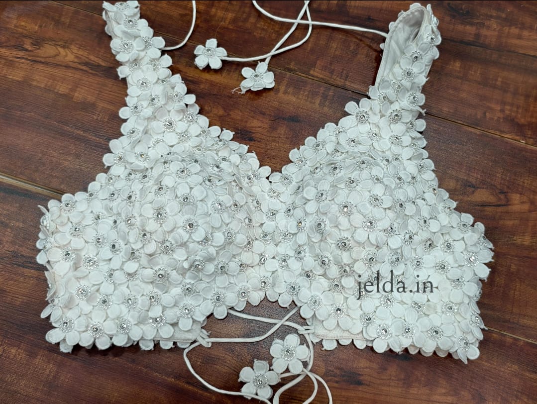Exclusive Flower beads and lace handwork custom made blouse