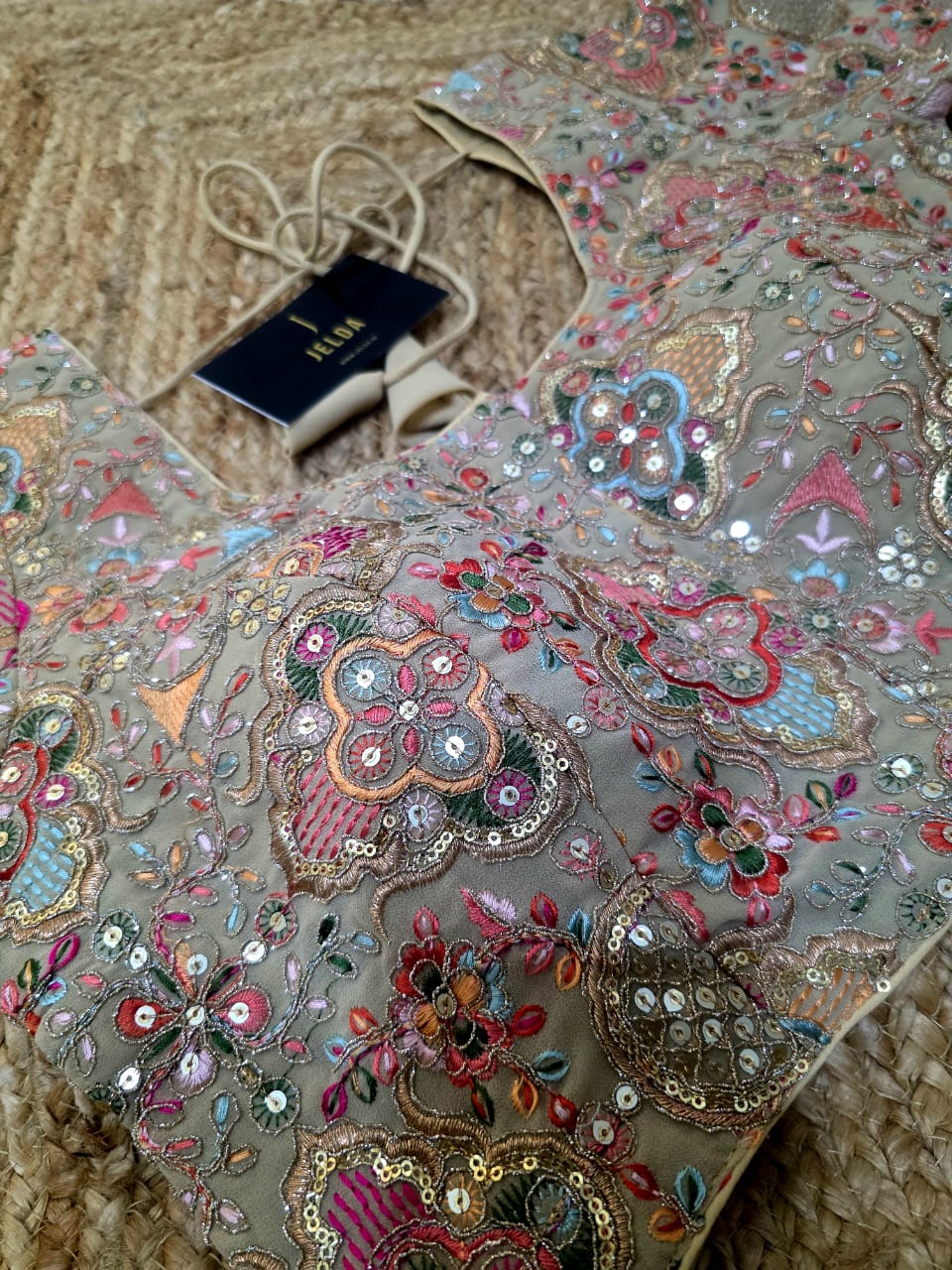 Beautiful Georgette fabric with multi colour embroidery work ready made blouse