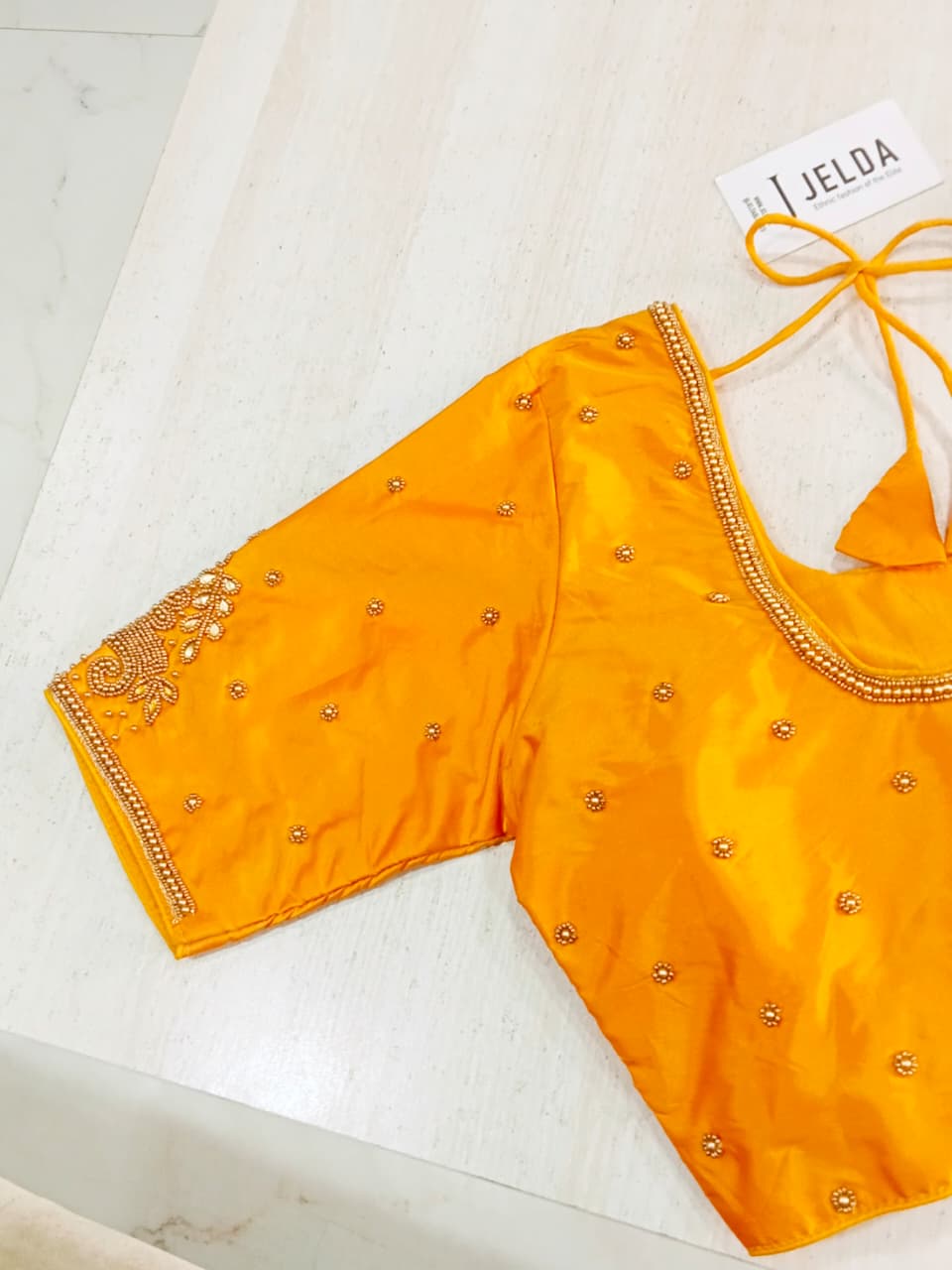 Heavy pearl work ready made blouse