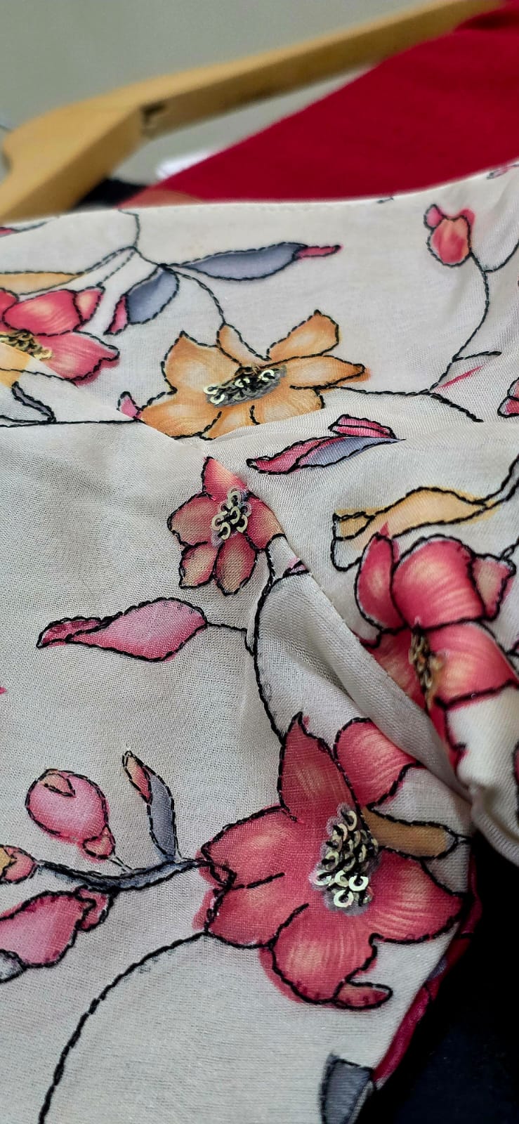 Floral Embroidered Organza Ready Made Blouse