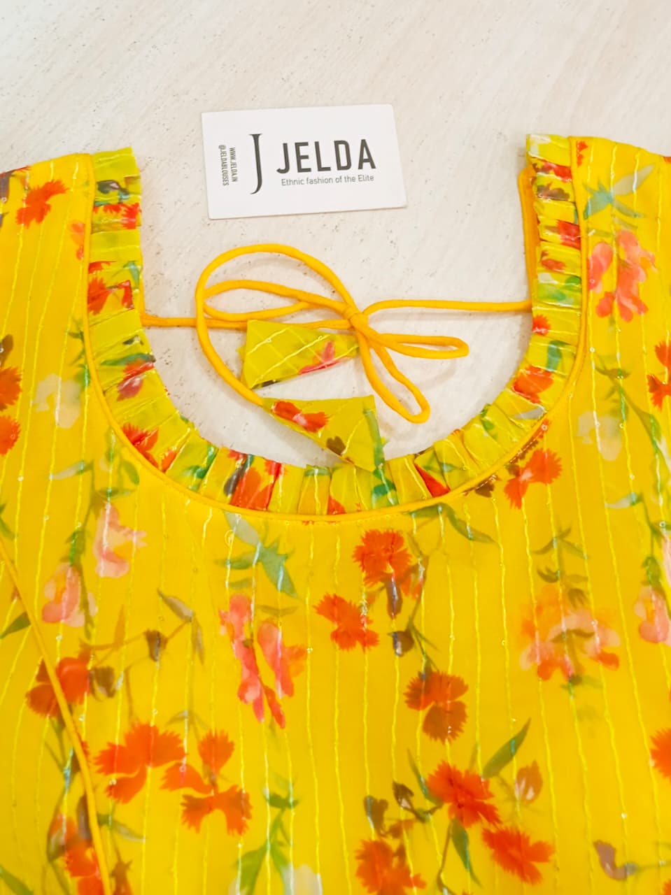 Print work frill sleeve ready made blouse