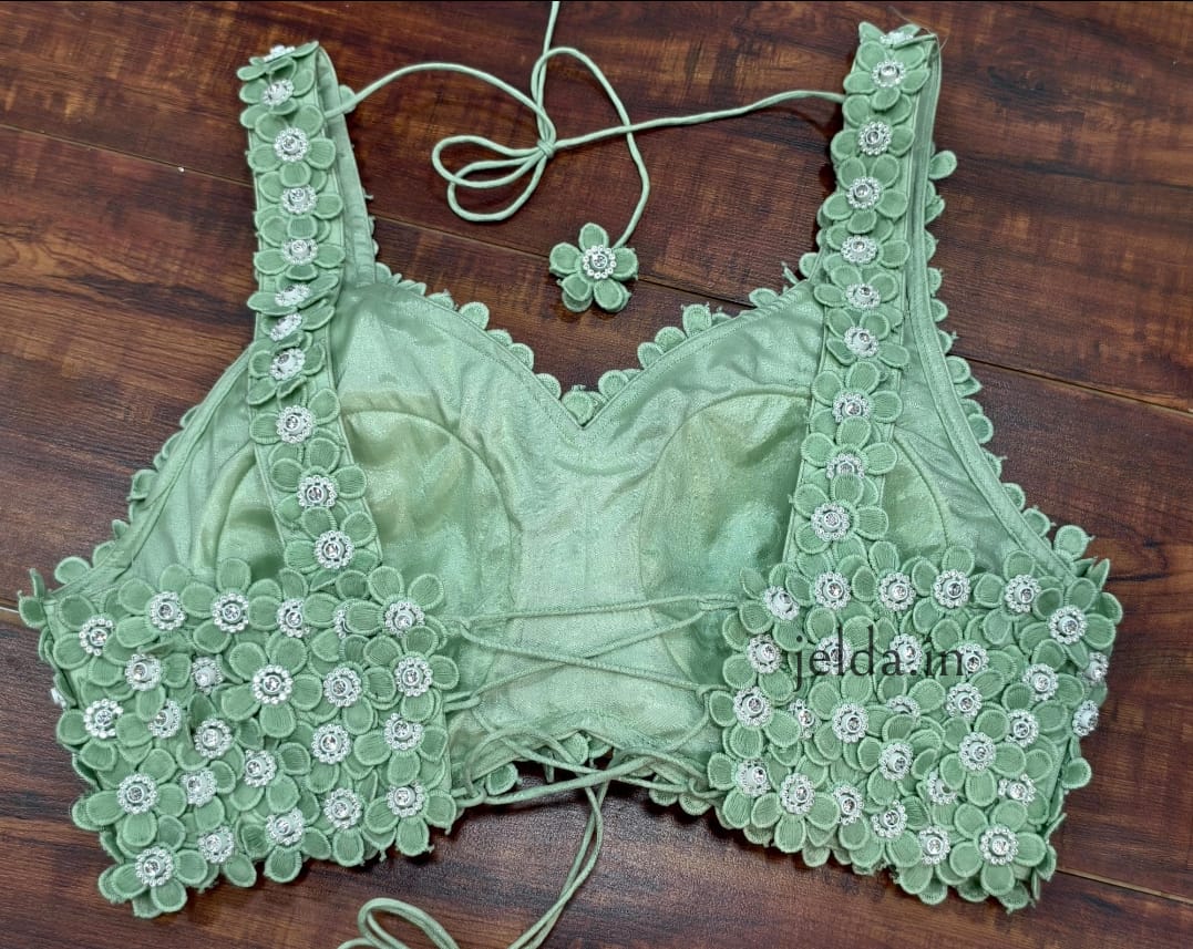 Exclusive Flower beads and lace handwork custom made blouse