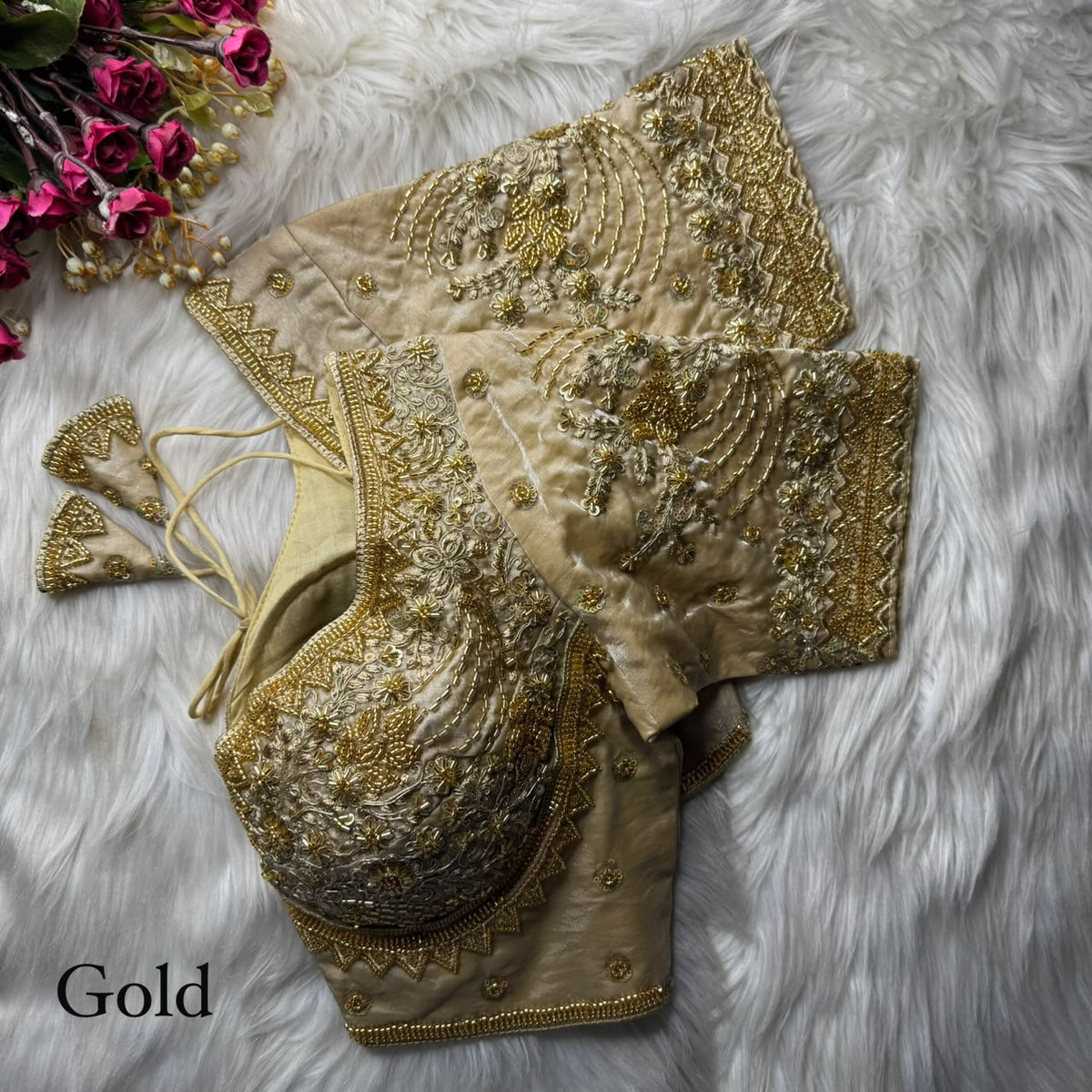 Heavy Beads + Sequins & Codding Work ready made blouse