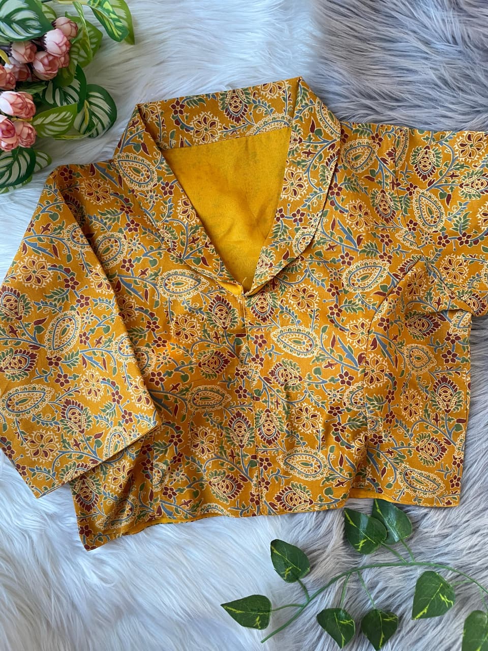 Pure cotton ajrakh ready made blouse