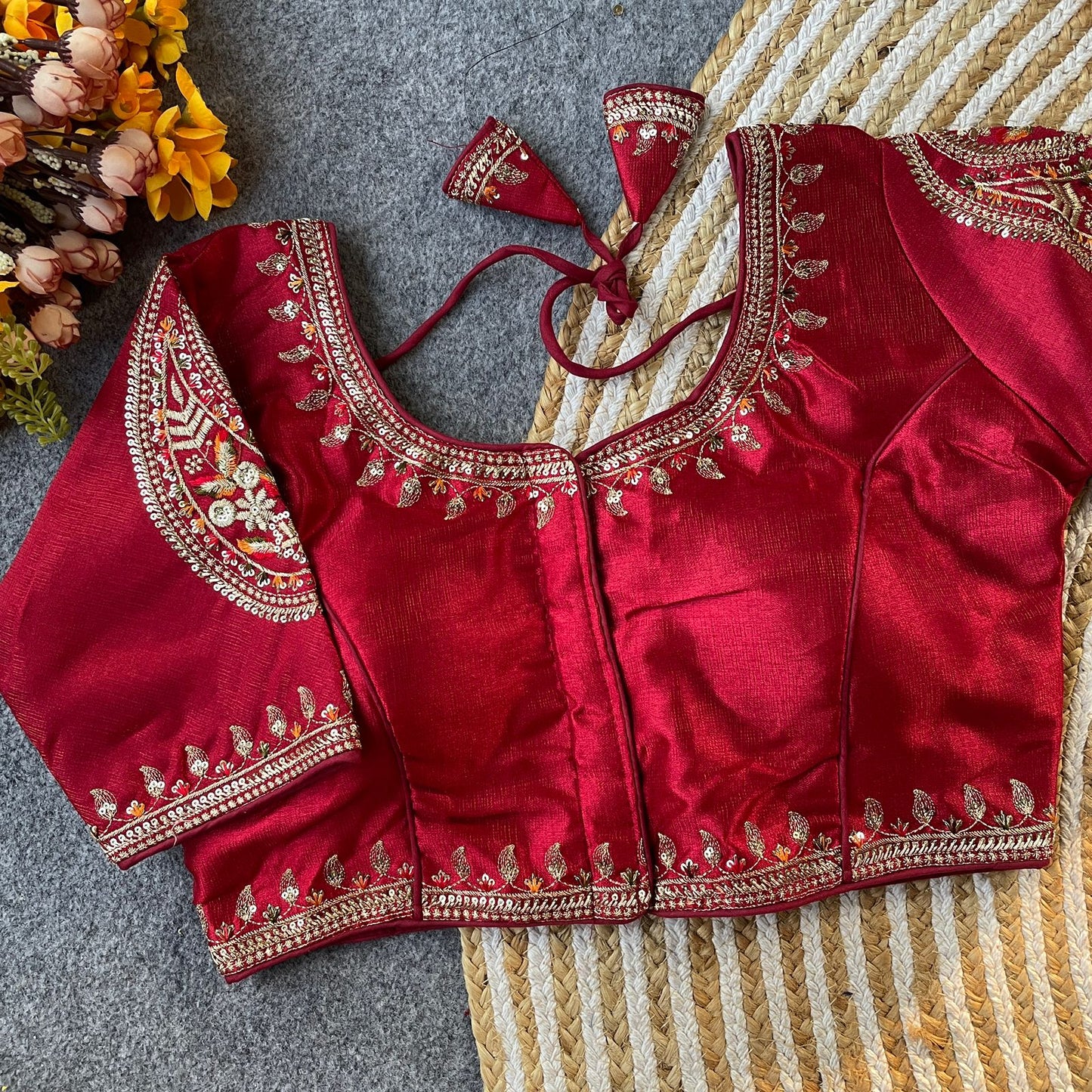 Heavy Embroidery With Beautiful Works  ready made blouse