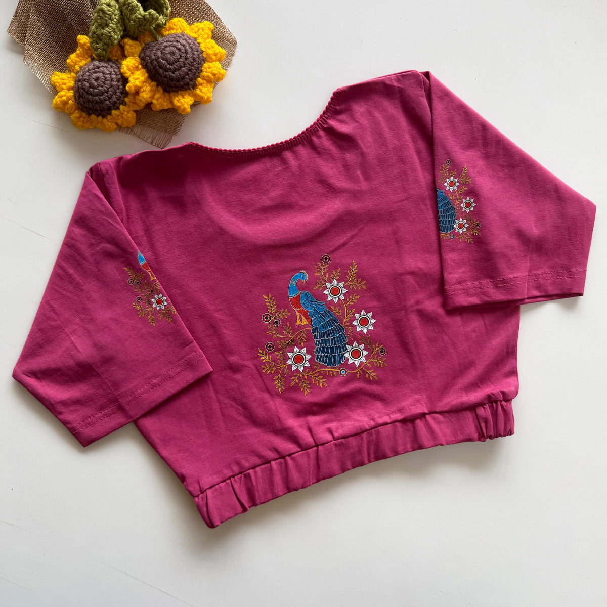 Beautiful block print with elastic ready made blouse