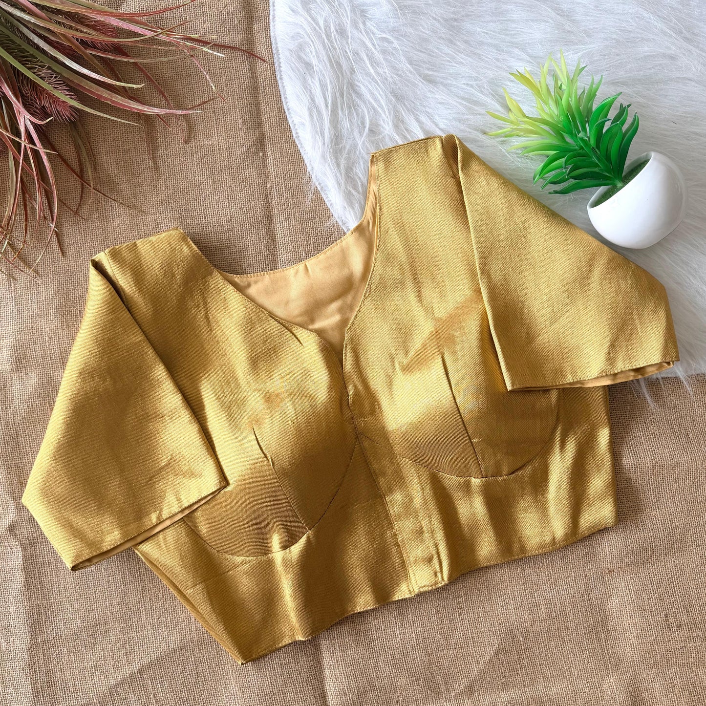 Real zari weaving all over ready made blouse