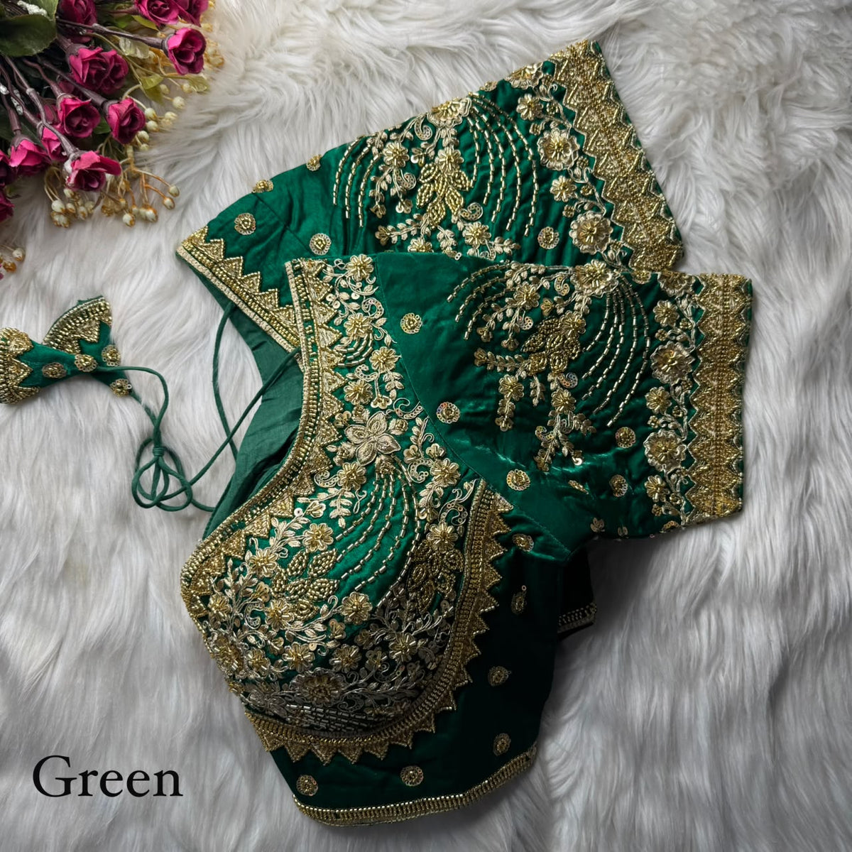 Heavy Beads + Sequins & Codding Work ready made blouse