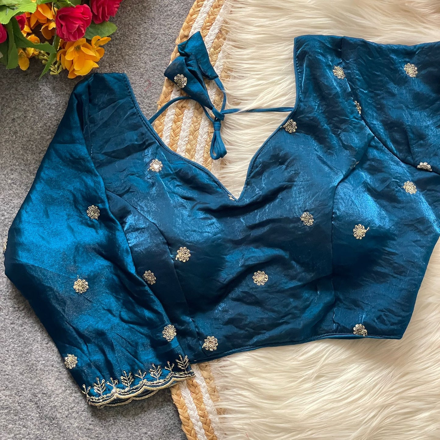 Heavy Handwork + Sequins & Codding Thread Work Ready Made Blouse