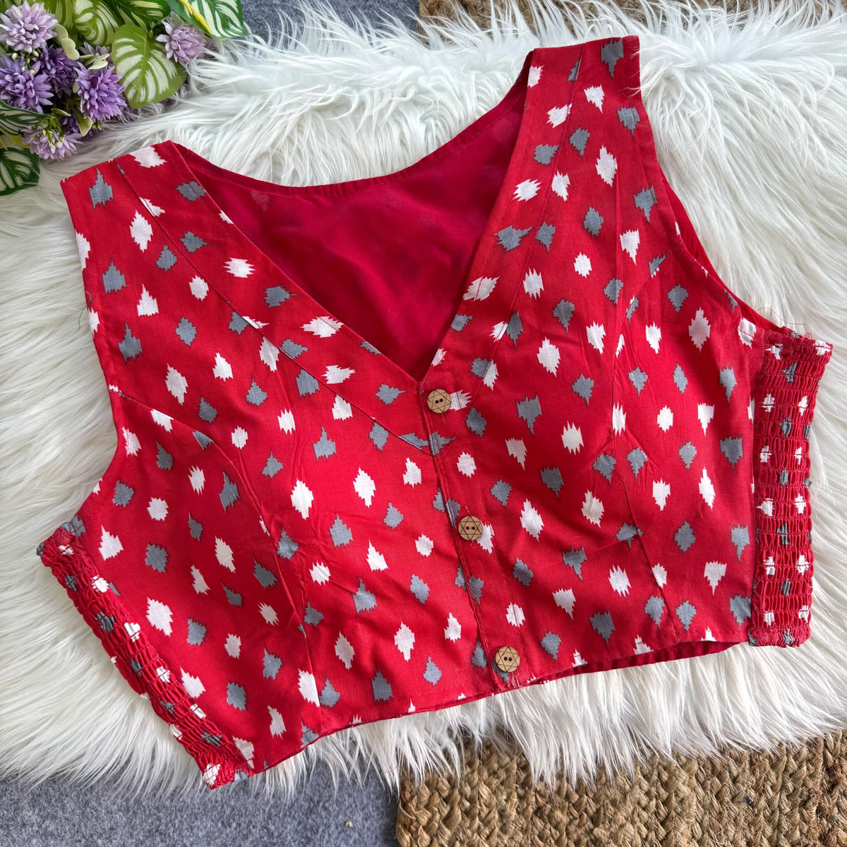 Presenting flexi fit Pure Ajrakh Bandhani Print Cotton ready made blouse