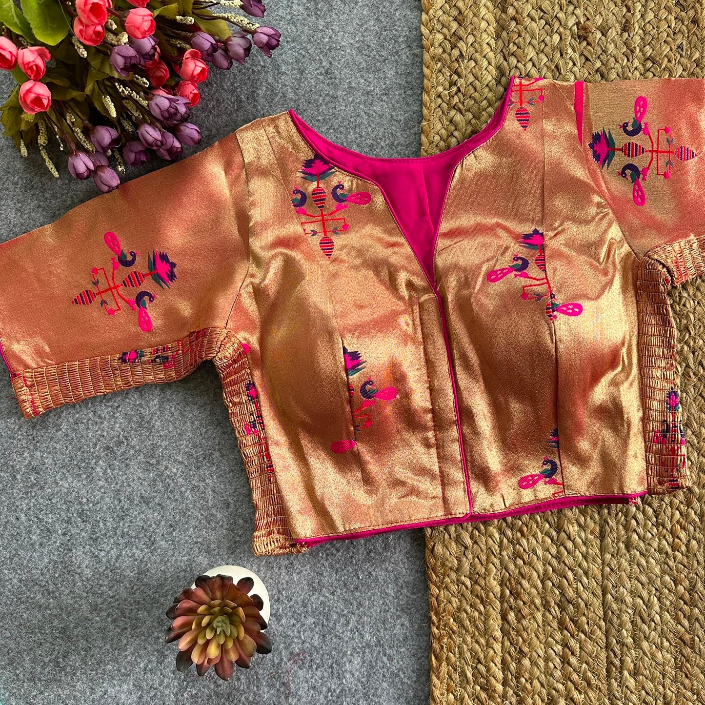 Paithani Elastic ready made blouse