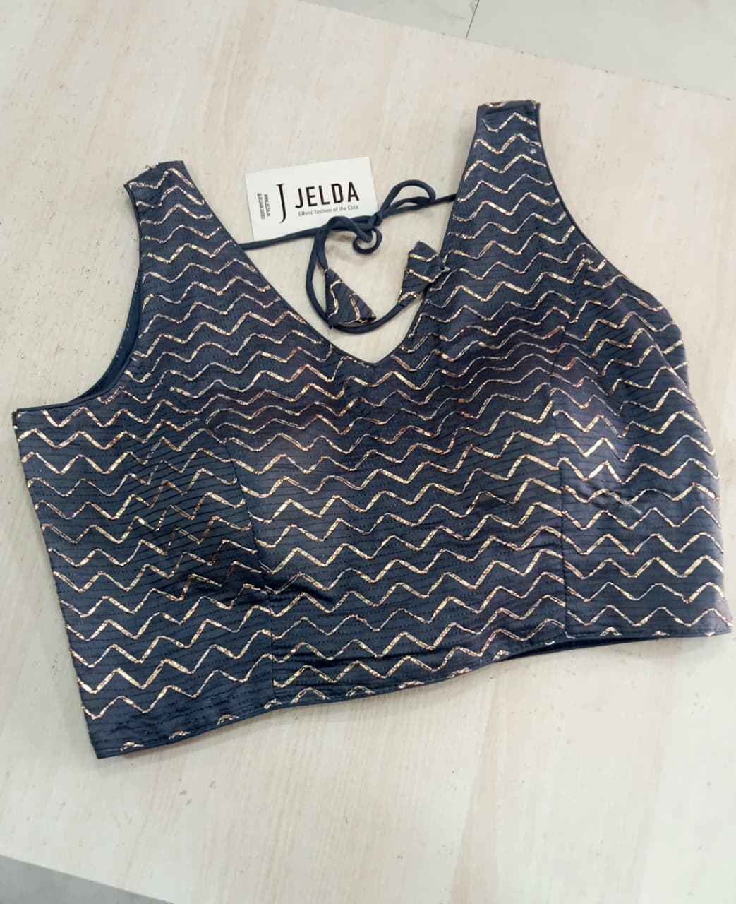 Zari work v neck ready made blouse
