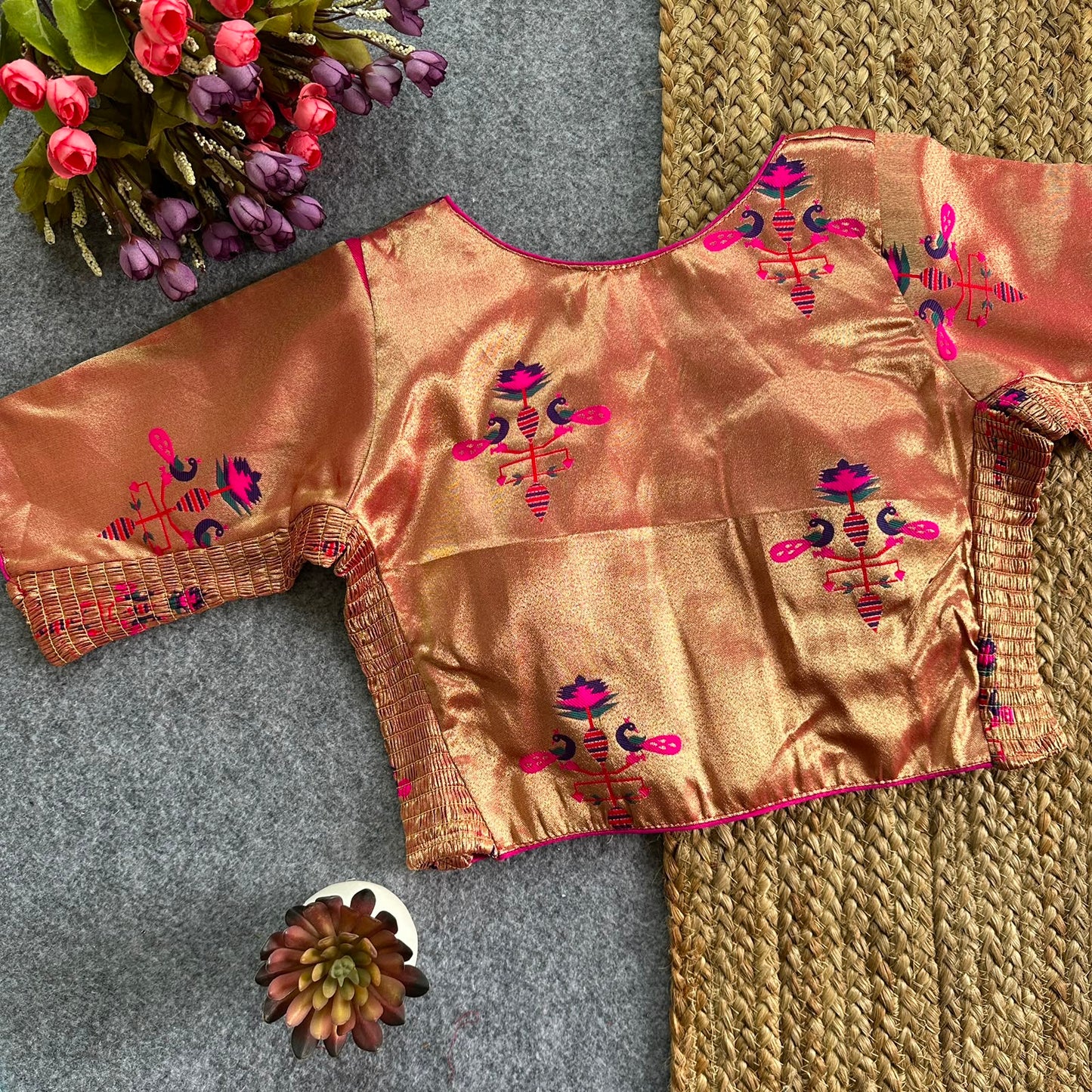 Paithani Elastic ready made blouse