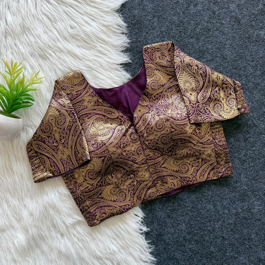A beauty of weaving work all over with stretchable technology inside ready made blouse