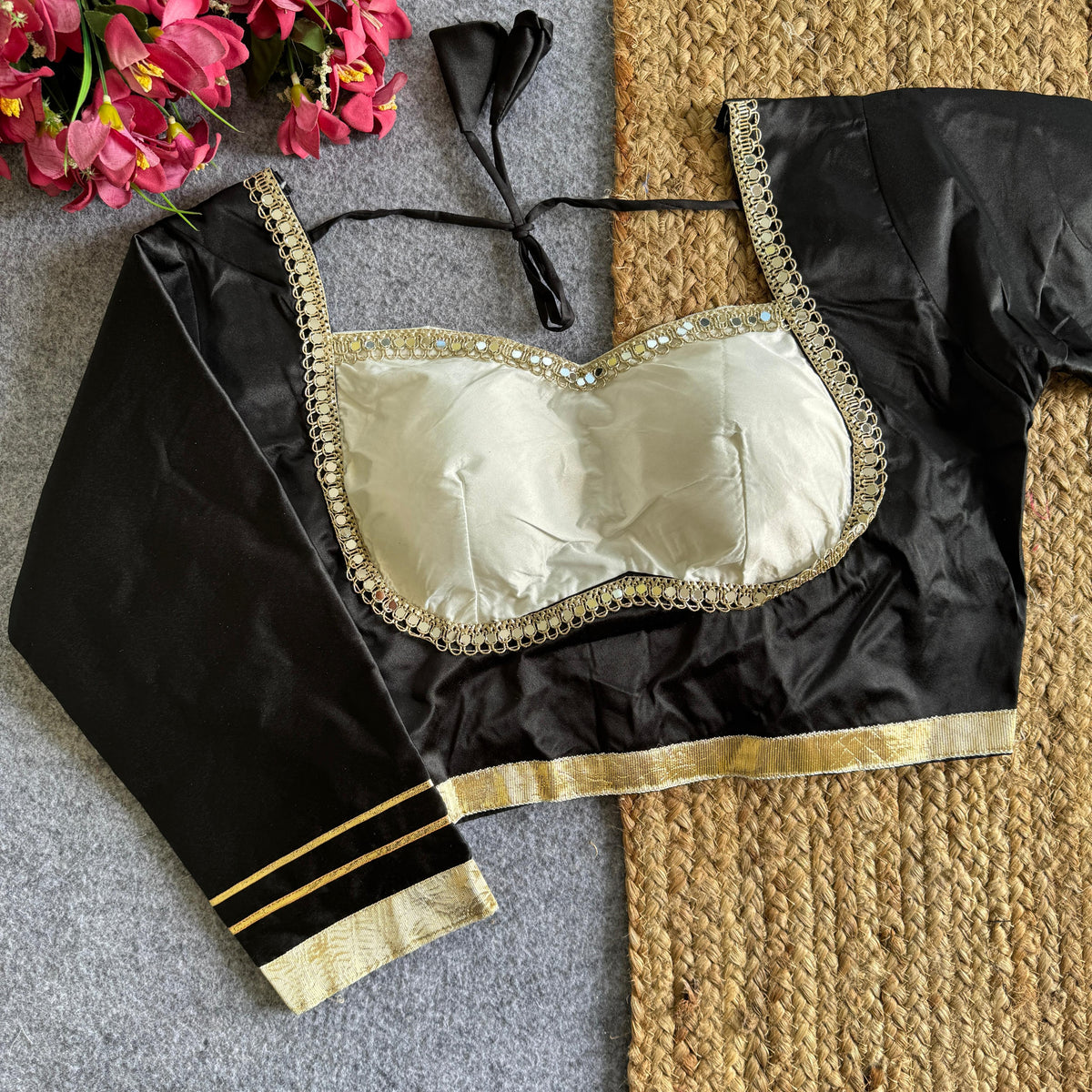 Satin silk fabric full sleeve ready made blouse