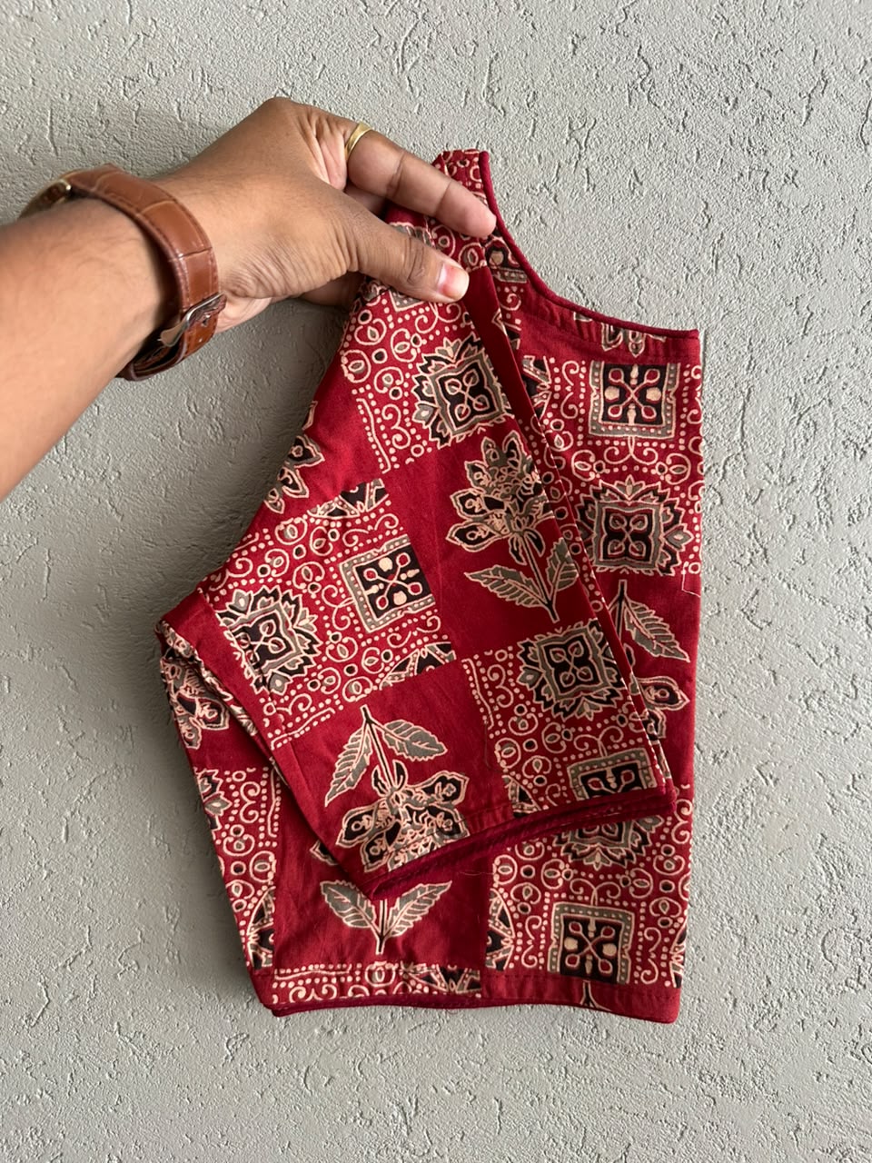 Pure Ajrakh Cotton ready made blouse