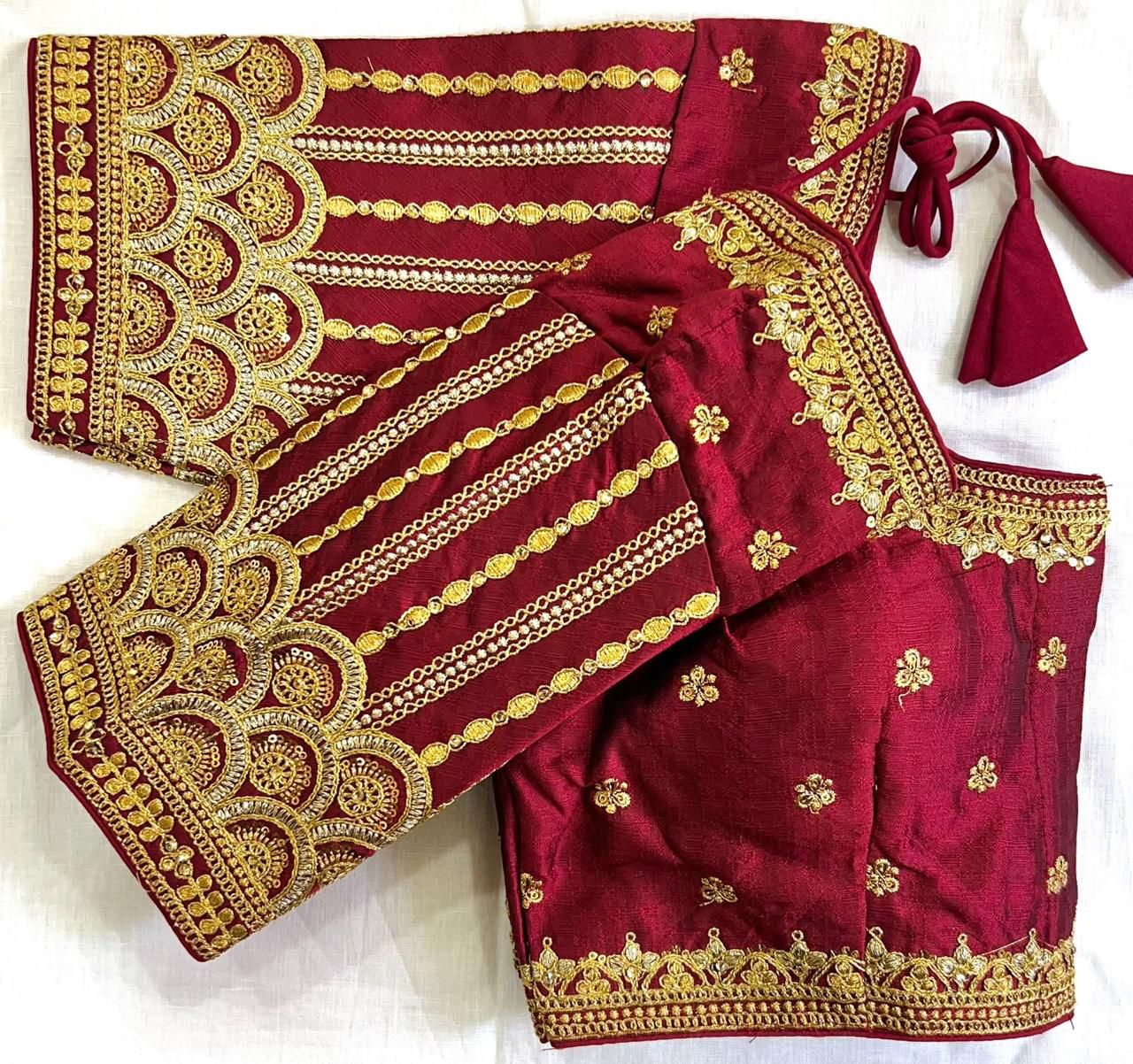 Heavy sequins + unique embroidery work ready made blouse