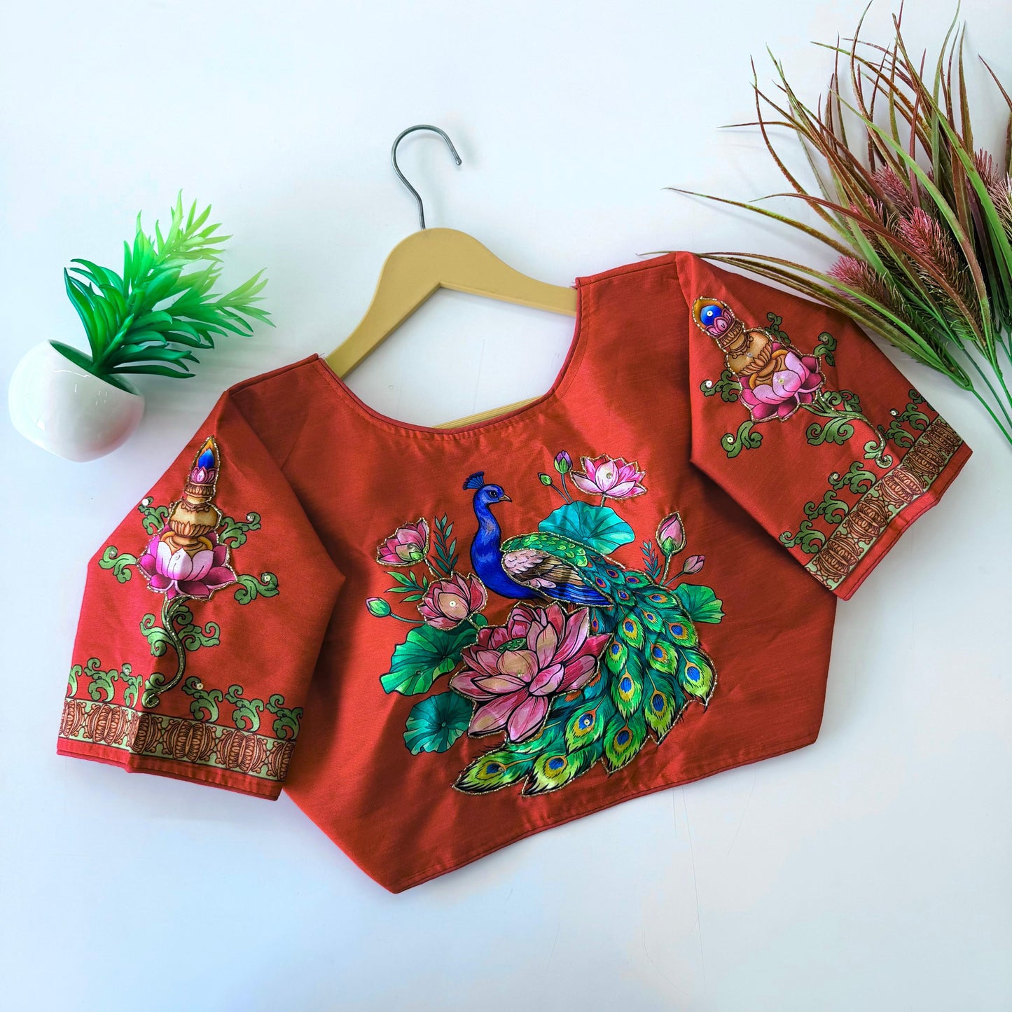 Pure silk fabric with Decent print ready made blouse