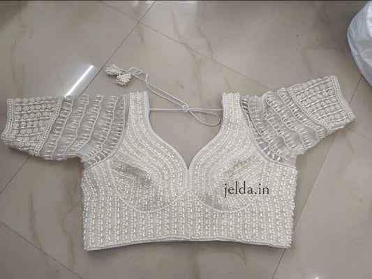 Exclusive pearl and net work - custom made blouses